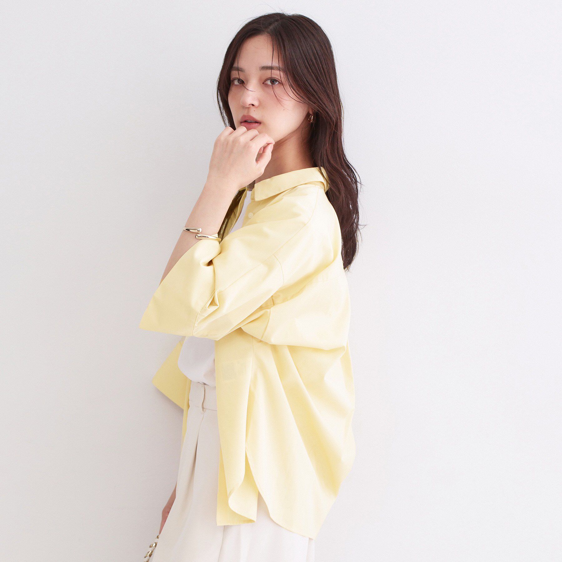 OPAQUE.CLIP「ハーフスリーブシャツ【洗濯機OK/防シワ加工】」|シャツ・ブラウス|ライトイエロー(03