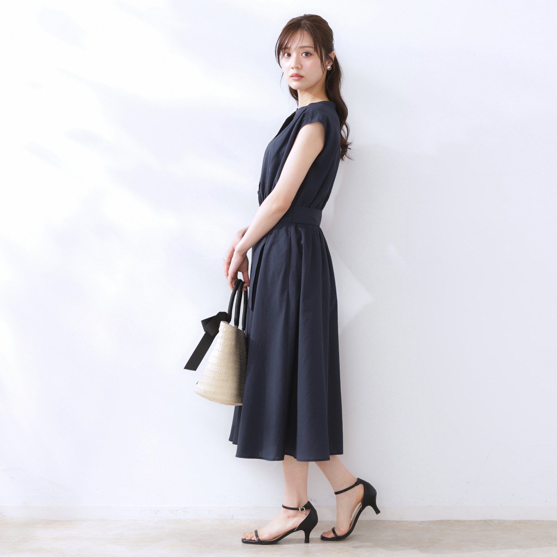 Couture broach「【ドライタッチ・しわになりにくい・通勤】麻調シャツワンピース」|ワンピース|