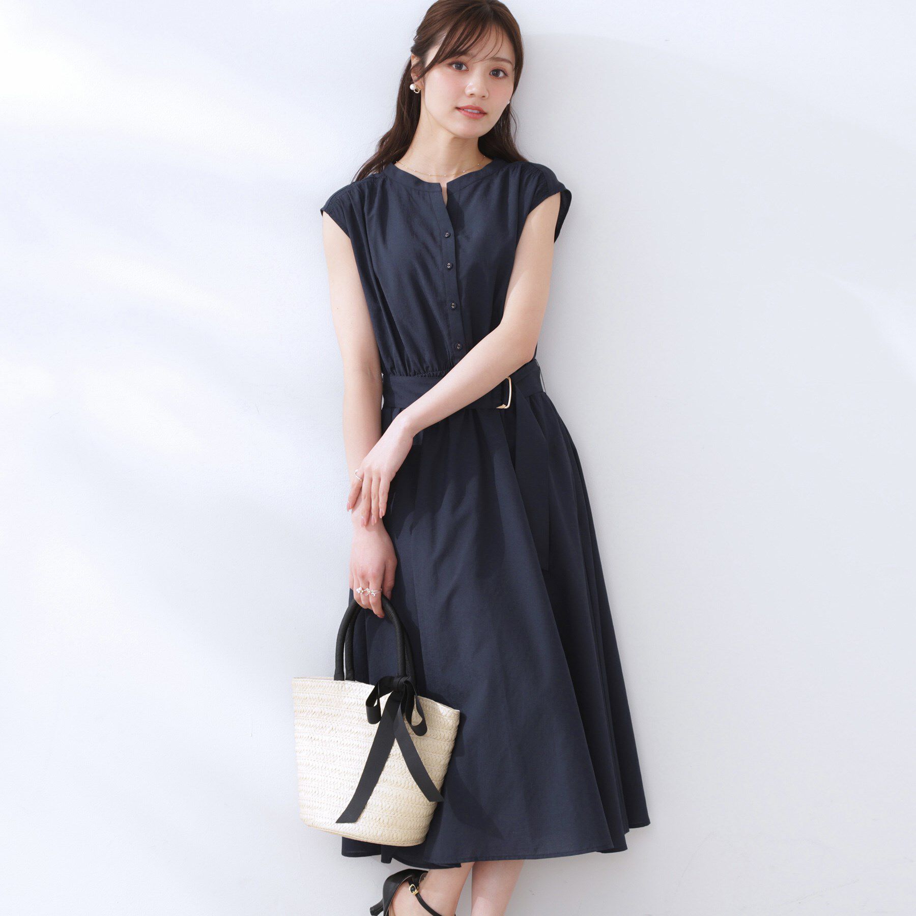 Couture broach「【ドライタッチ・しわになりにくい・通勤】麻調シャツワンピース」|ワンピース|