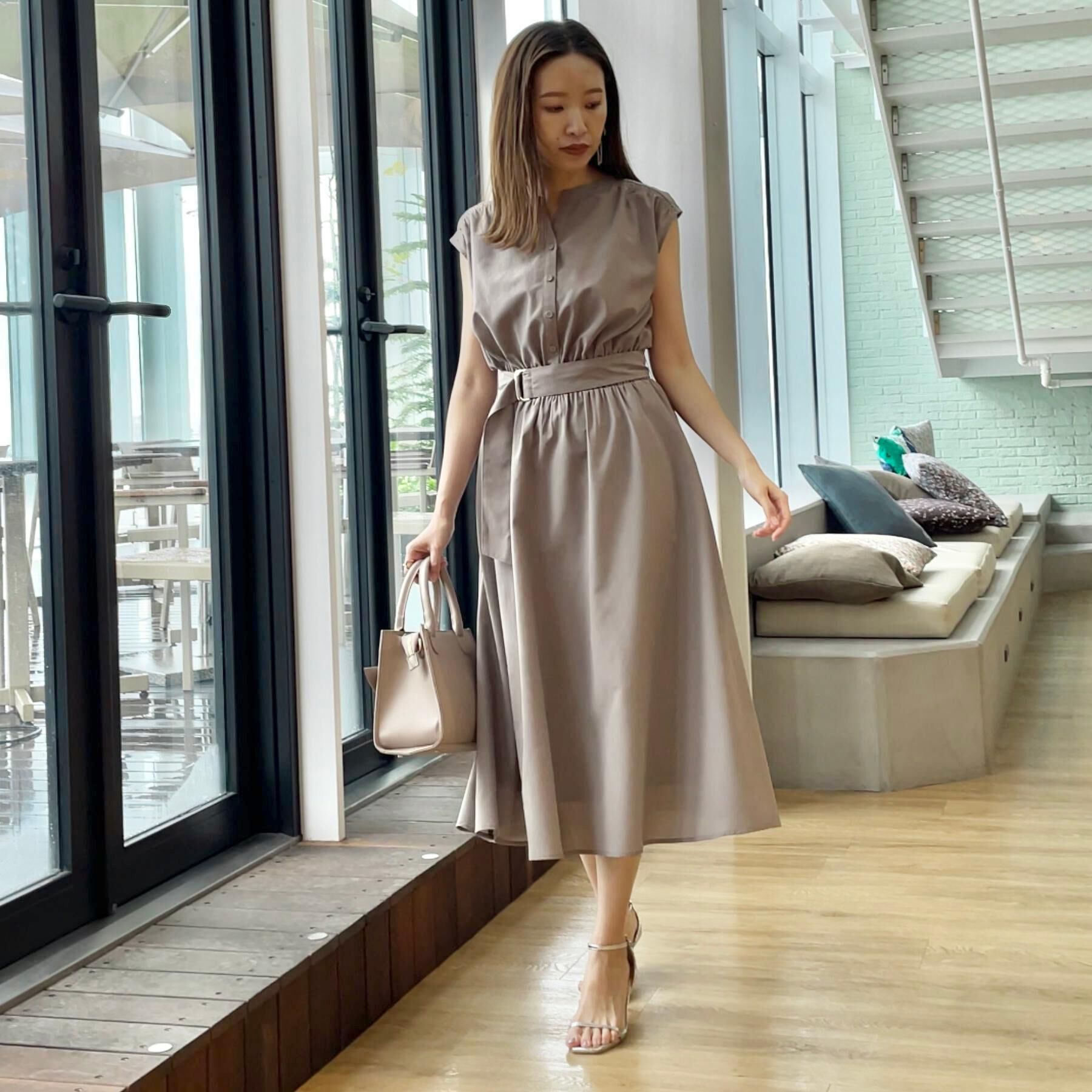 Couture broach「【ドライタッチ・しわになりにくい・通勤】麻調シャツワンピース」|ワンピース|