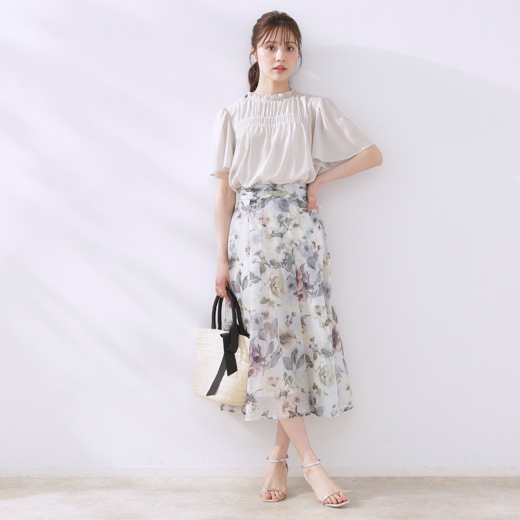 Couture broach「【二の腕カバー・通勤】シャーリングシアーブラウス」|シャツ・ブラウス|