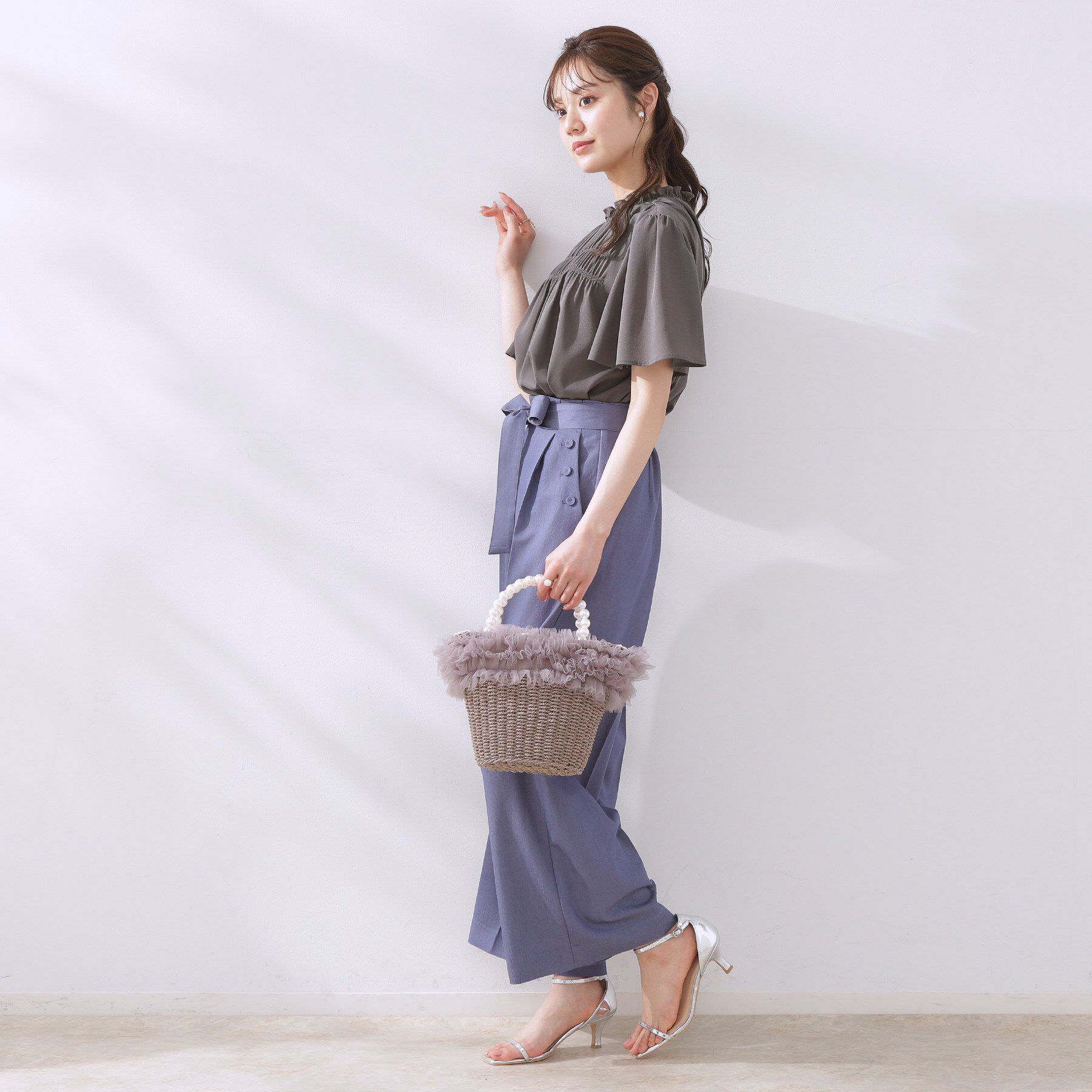 Couture broach「【二の腕カバー・通勤】シャーリングシアーブラウス」|シャツ・ブラウス|