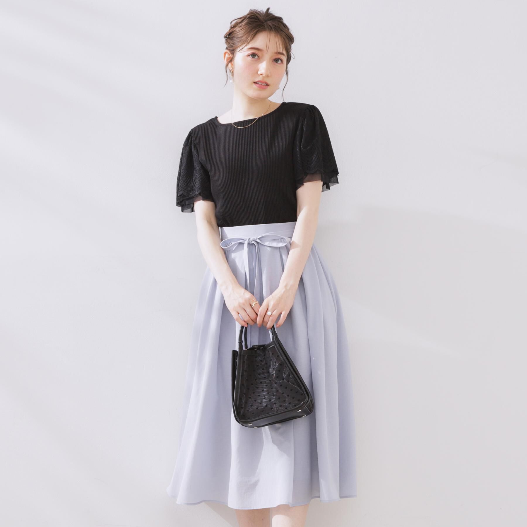 Couture broach「【きれいめ・通勤】細リボン付きパレットボイルスカート」|スカート|