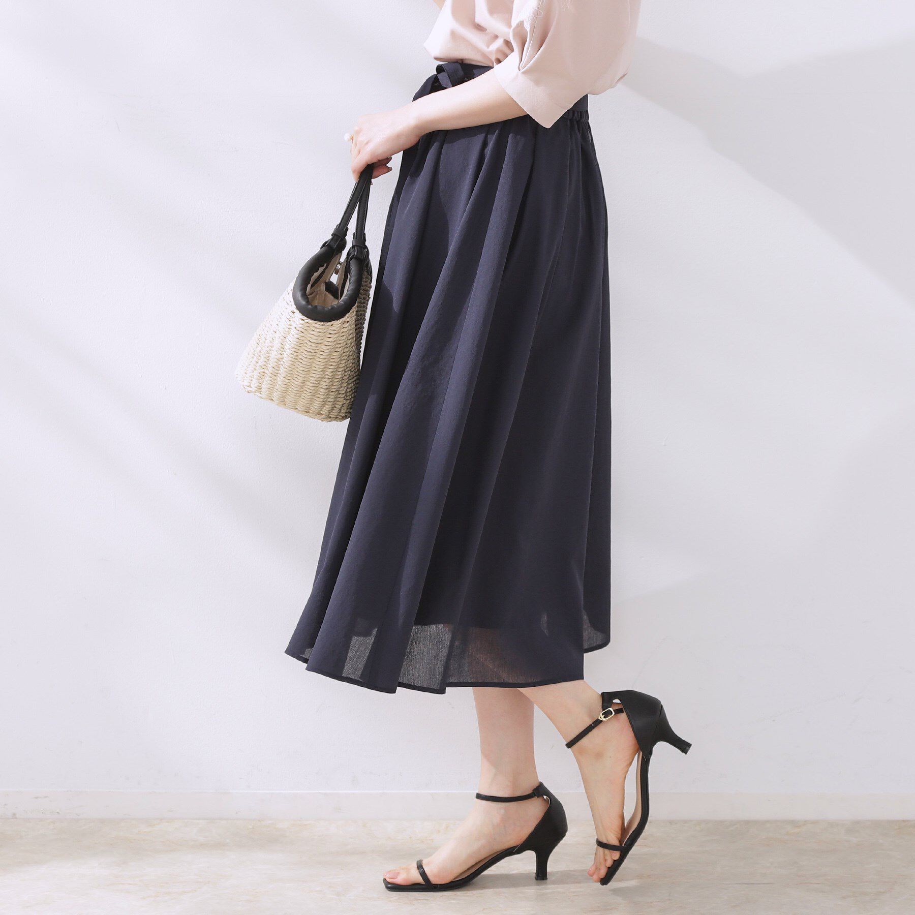 Couture broach「【きれいめ・通勤】細リボン付きパレットボイルスカート」|スカート|