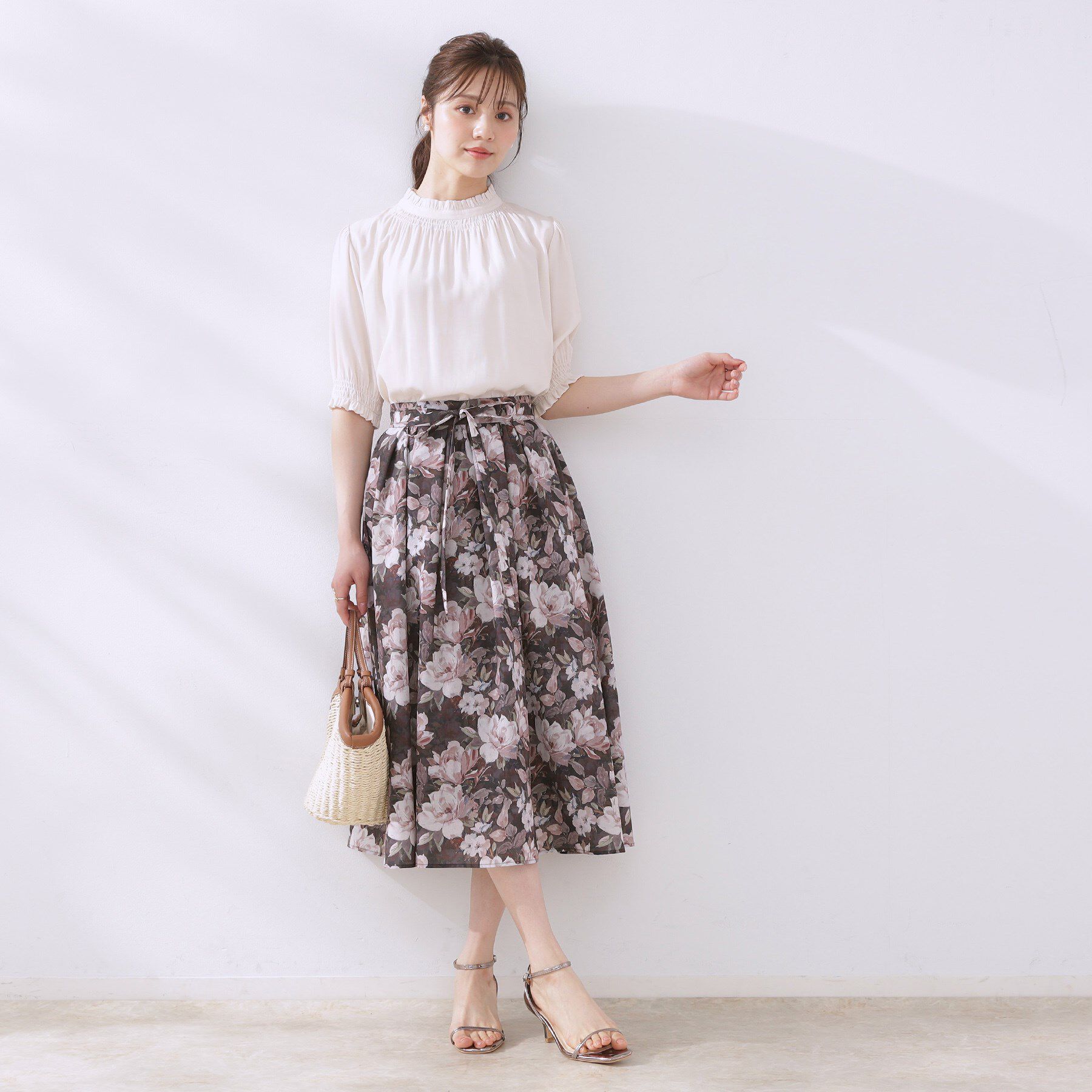 Couture broach「【きれいめ・通勤】細リボン付きパレットボイルスカート」|スカート|