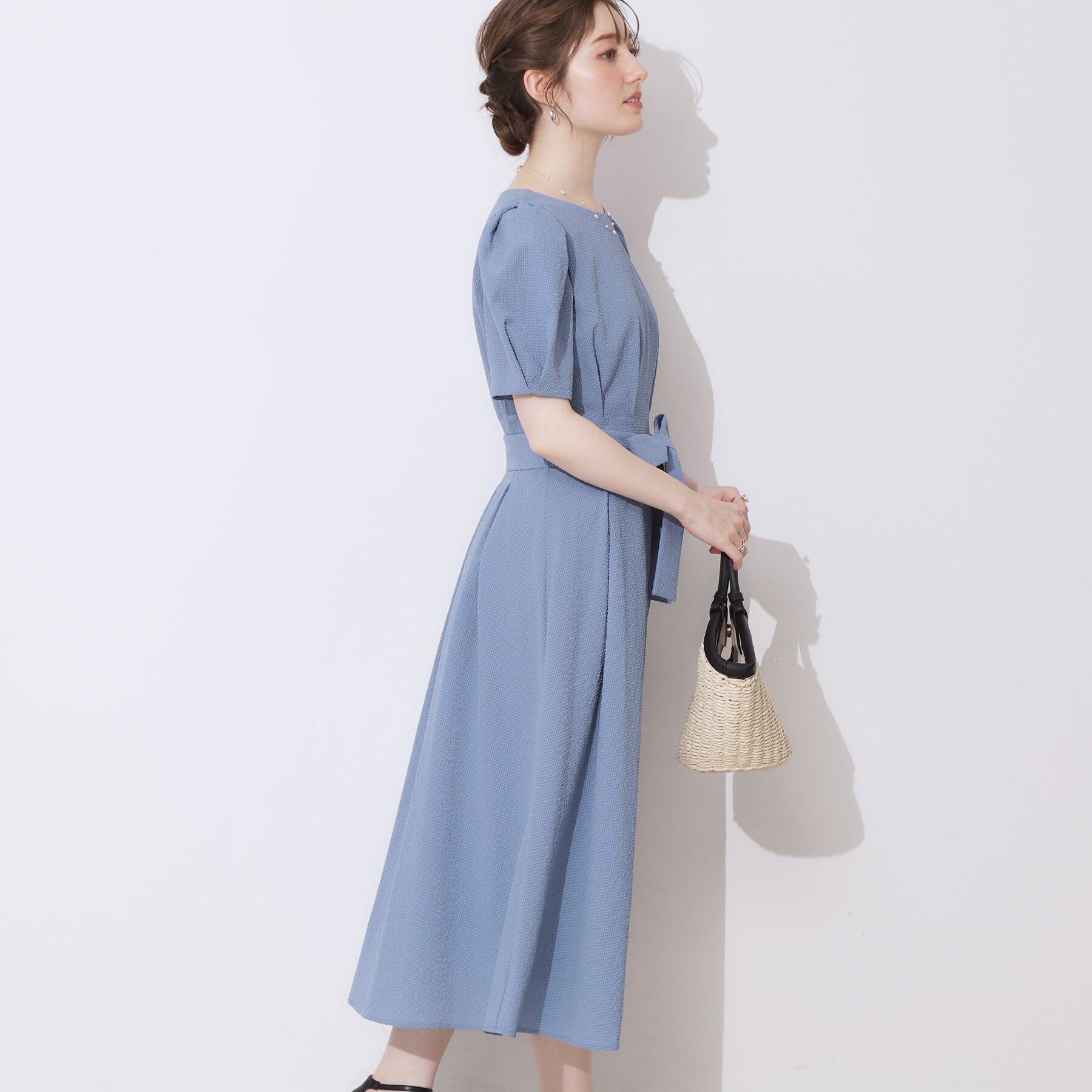 Couture broach「【細見え・キレイめ】サッカータックワンピース」|ワンピース|