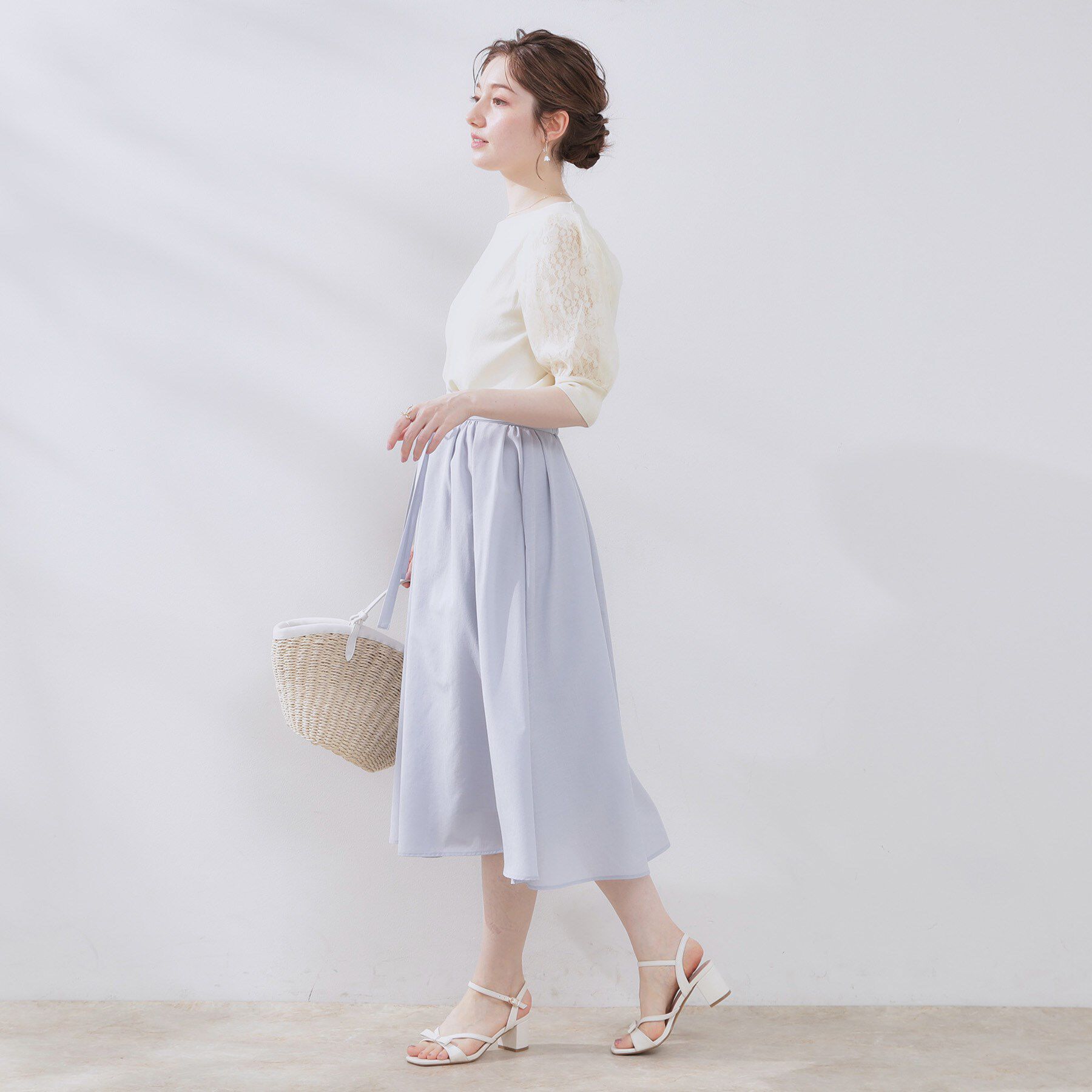 Couture broach「【洗える・UV機能・通勤】オーガンレース袖ニット」|ニット・セーター|