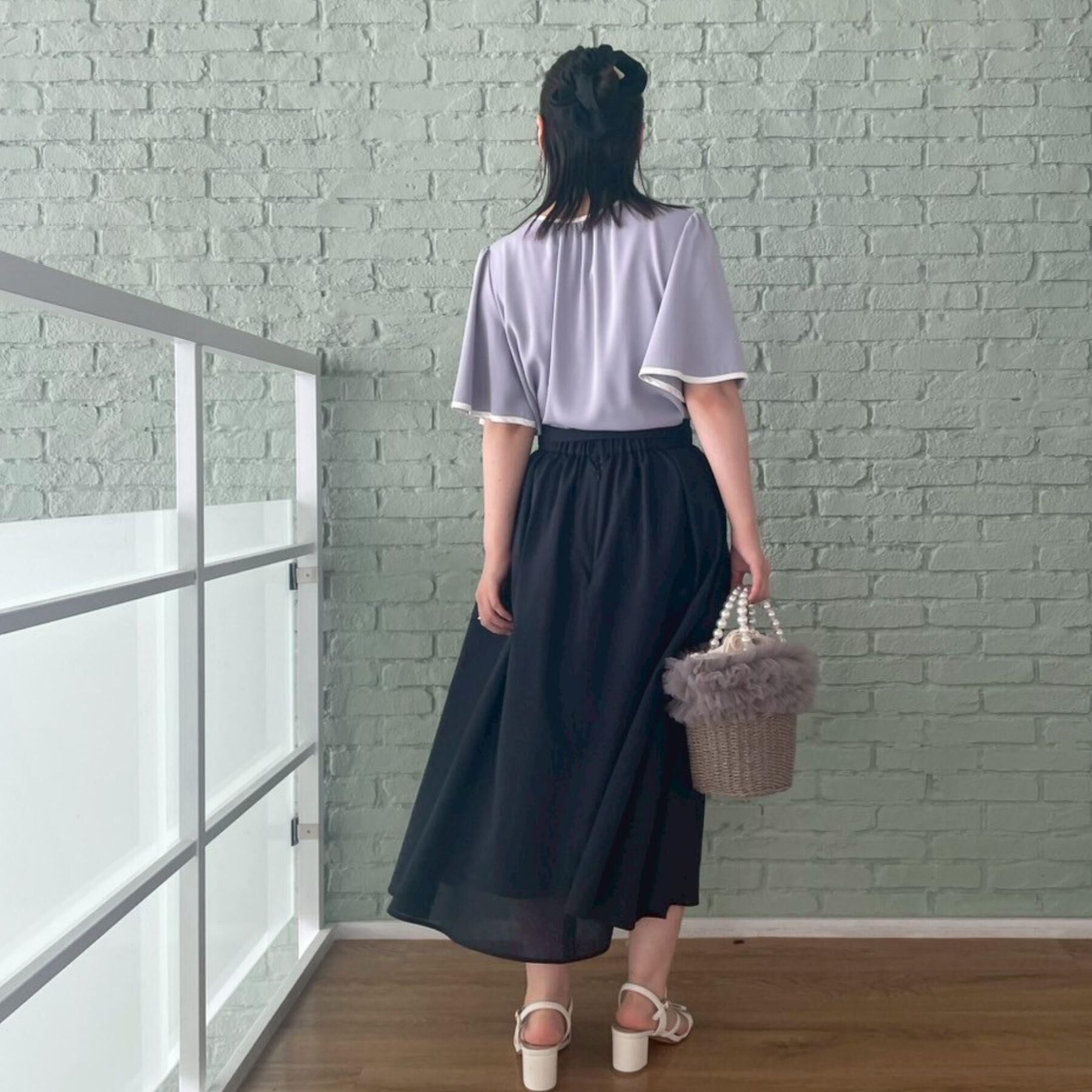 Couture broach「【きれいめ・二の腕カバー・通勤】配色フレア2WAYブラウス」|シャツ・ブラウス|