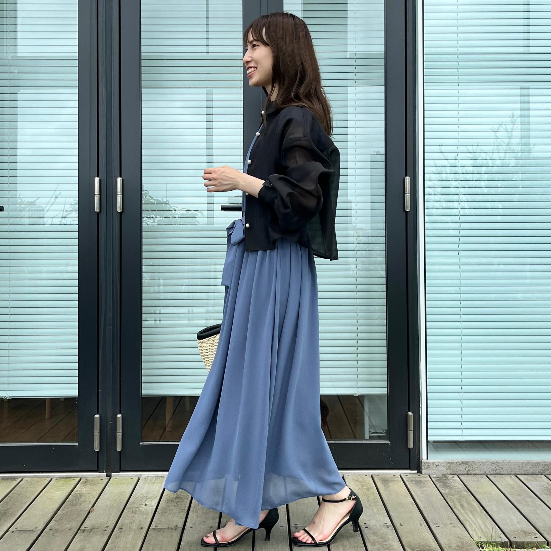 Couture broach「【洗える・秋まで使える】パール調ボタンシアーシャツ」|シャツ・ブラウス|