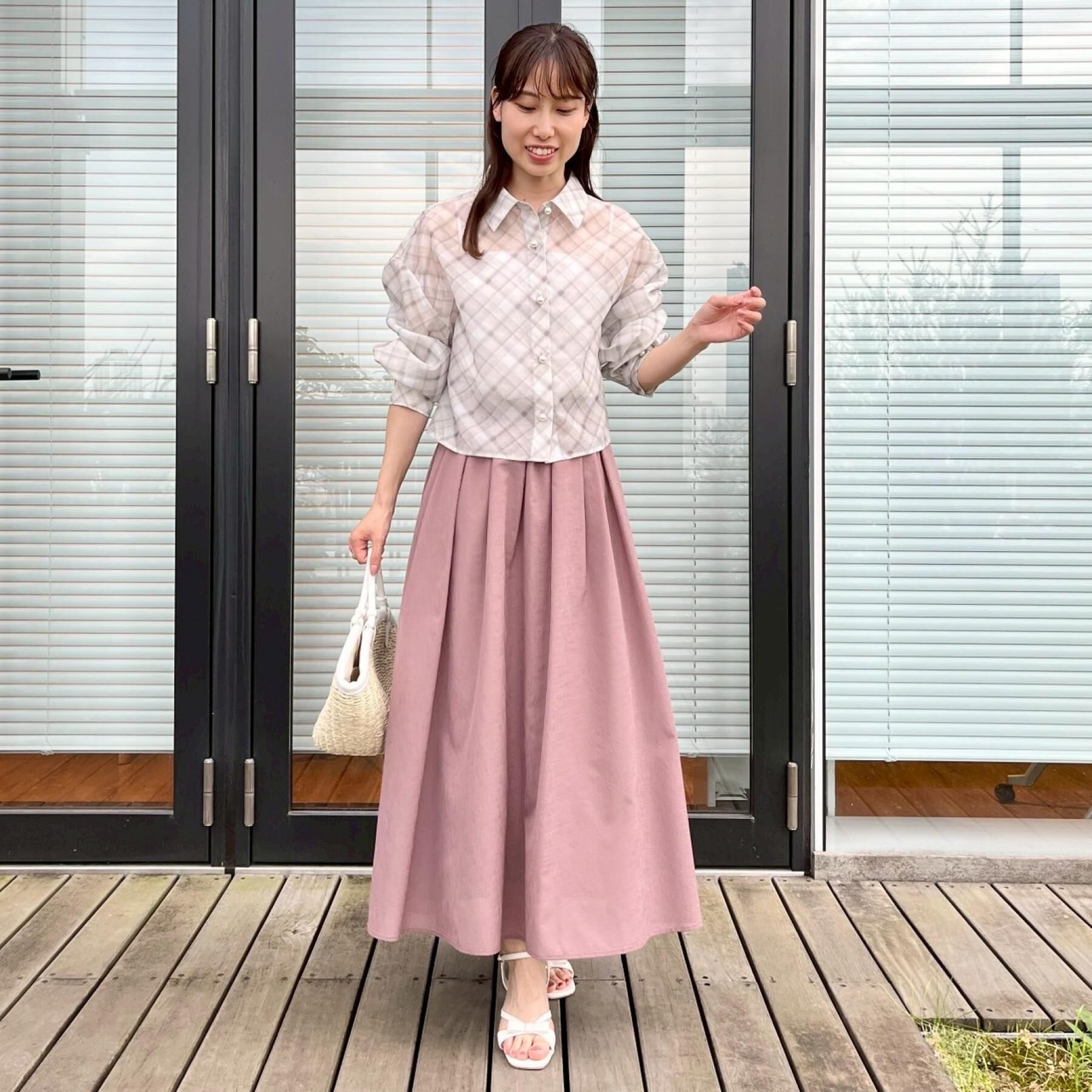 Couture broach「【洗える・秋まで使える】パール調ボタンシアーシャツ」|シャツ・ブラウス|