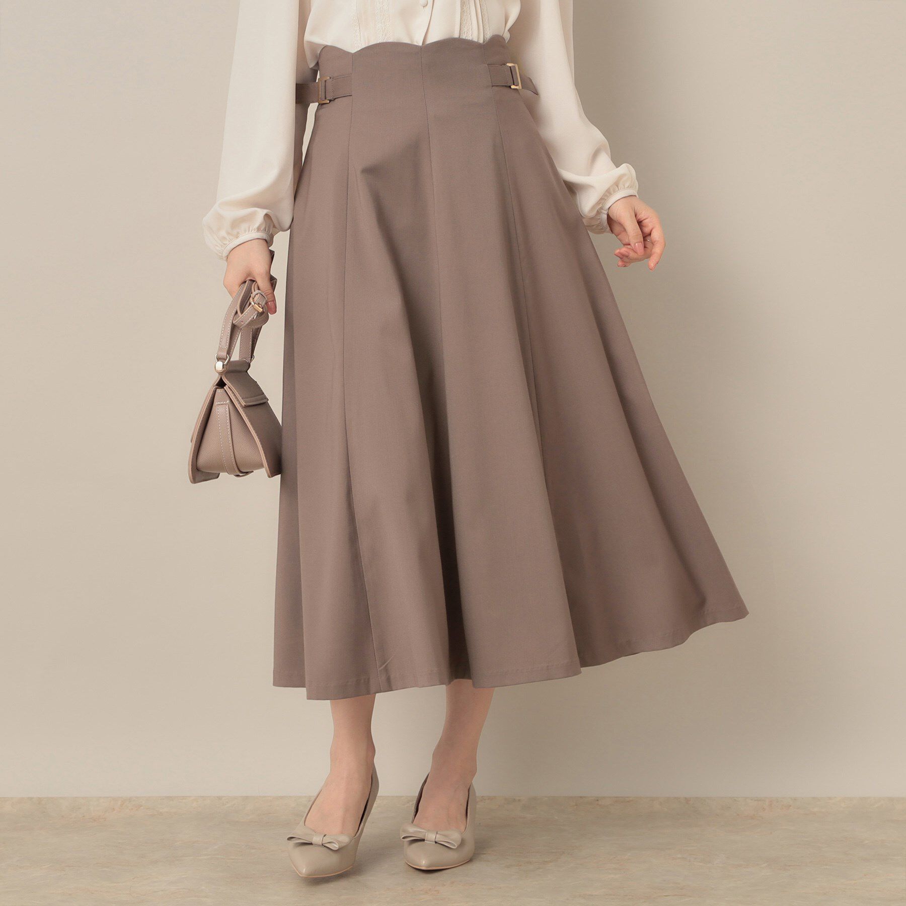 Couture broach「【大人可愛い・通勤】スカラウエスト サイドベルト パネルスカート」|スカート|