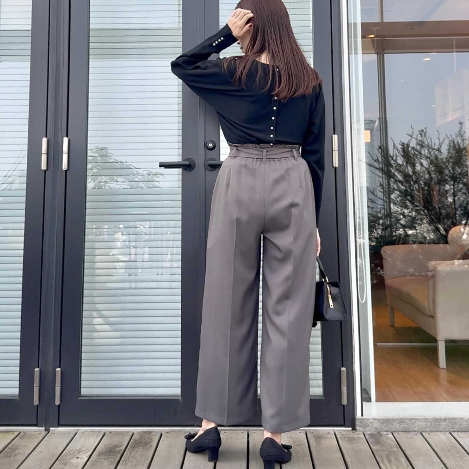 Couture broach「【大人上品・通勤・前後2WAY】バックパール調ドルマンニット」|ニット・セーター|