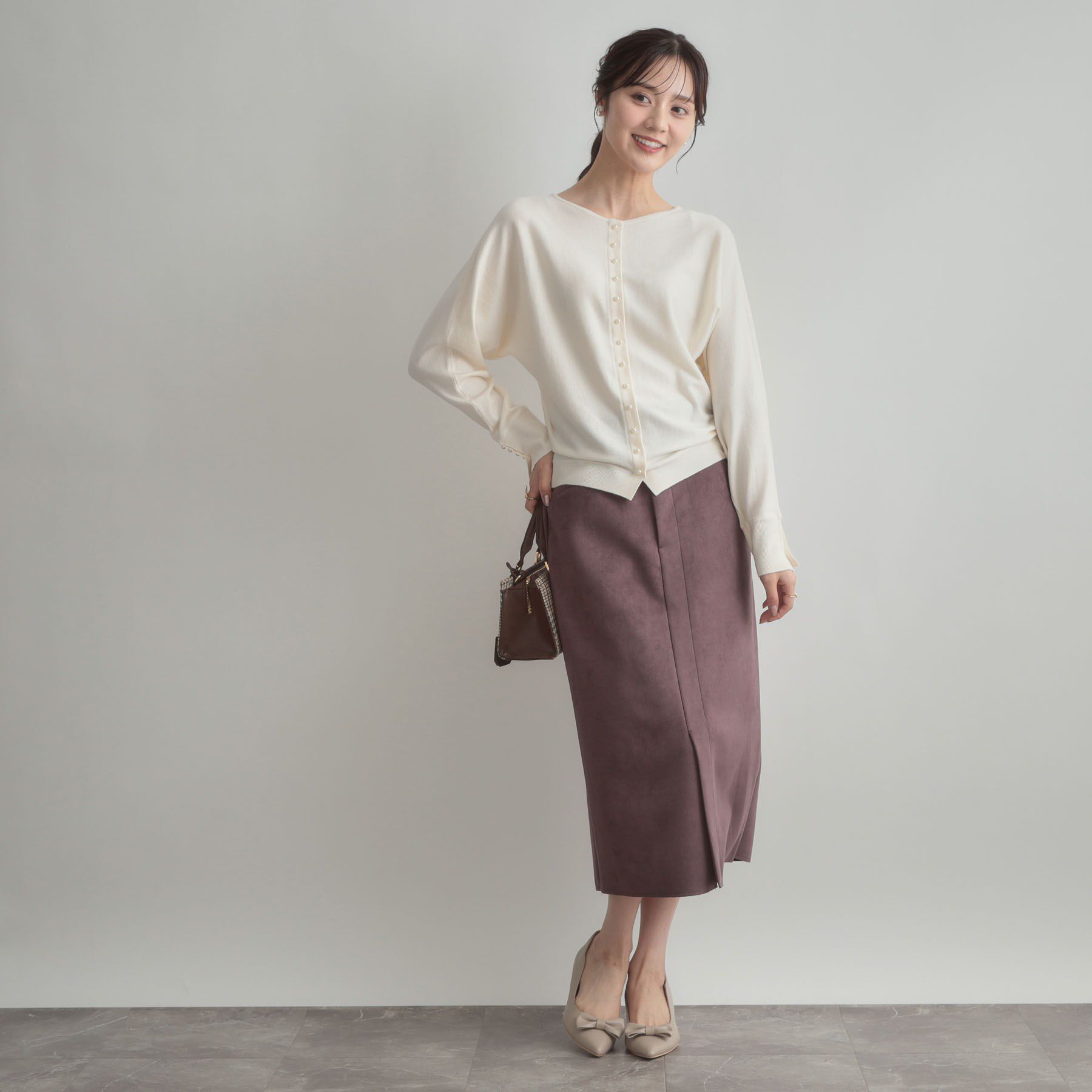 Couture broach「【大人上品・通勤・前後2WAY】バックパール調ドルマンニット」|ニット・セーター|