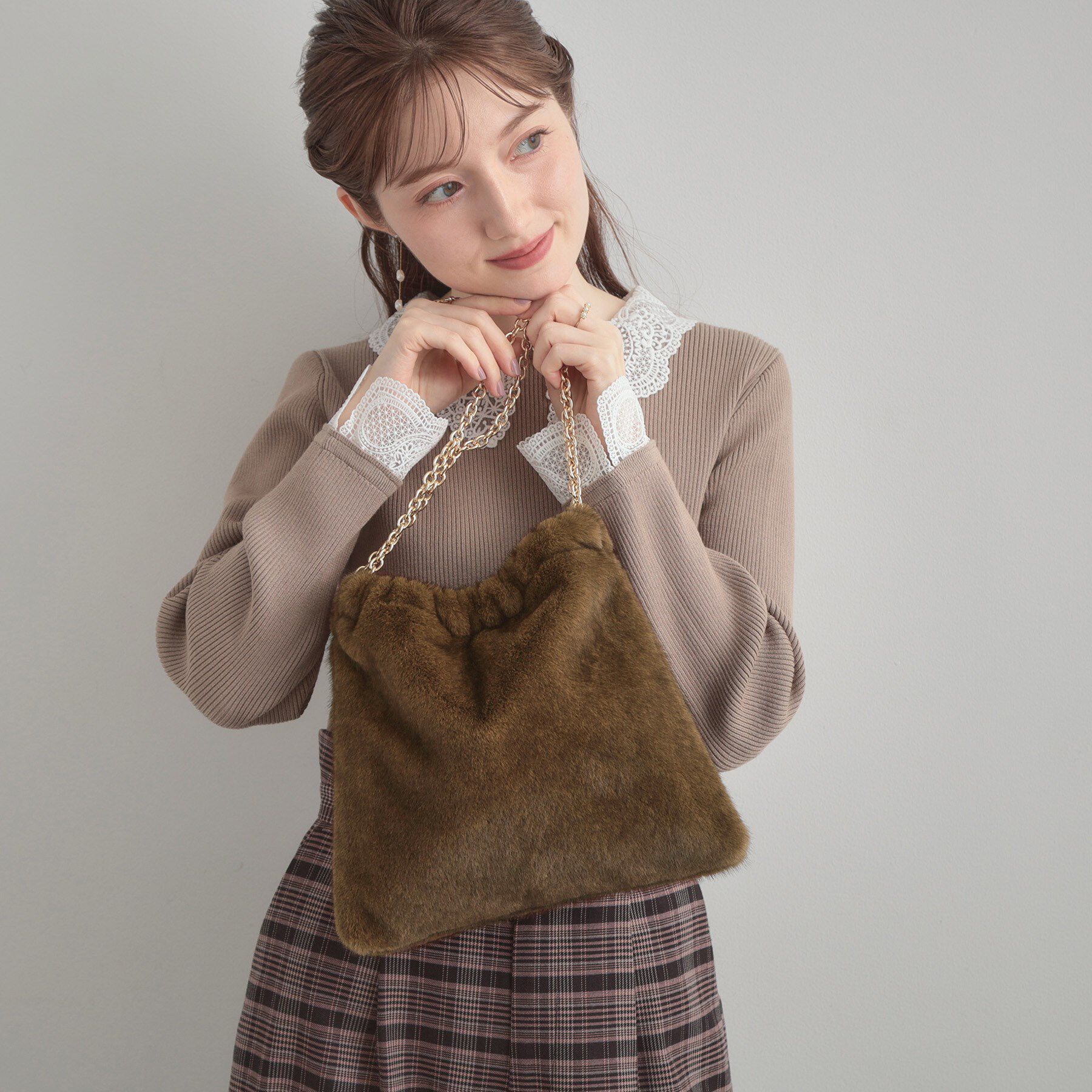 Couture broach「フェイクファーチェーンバッグ」|トートバッグ|