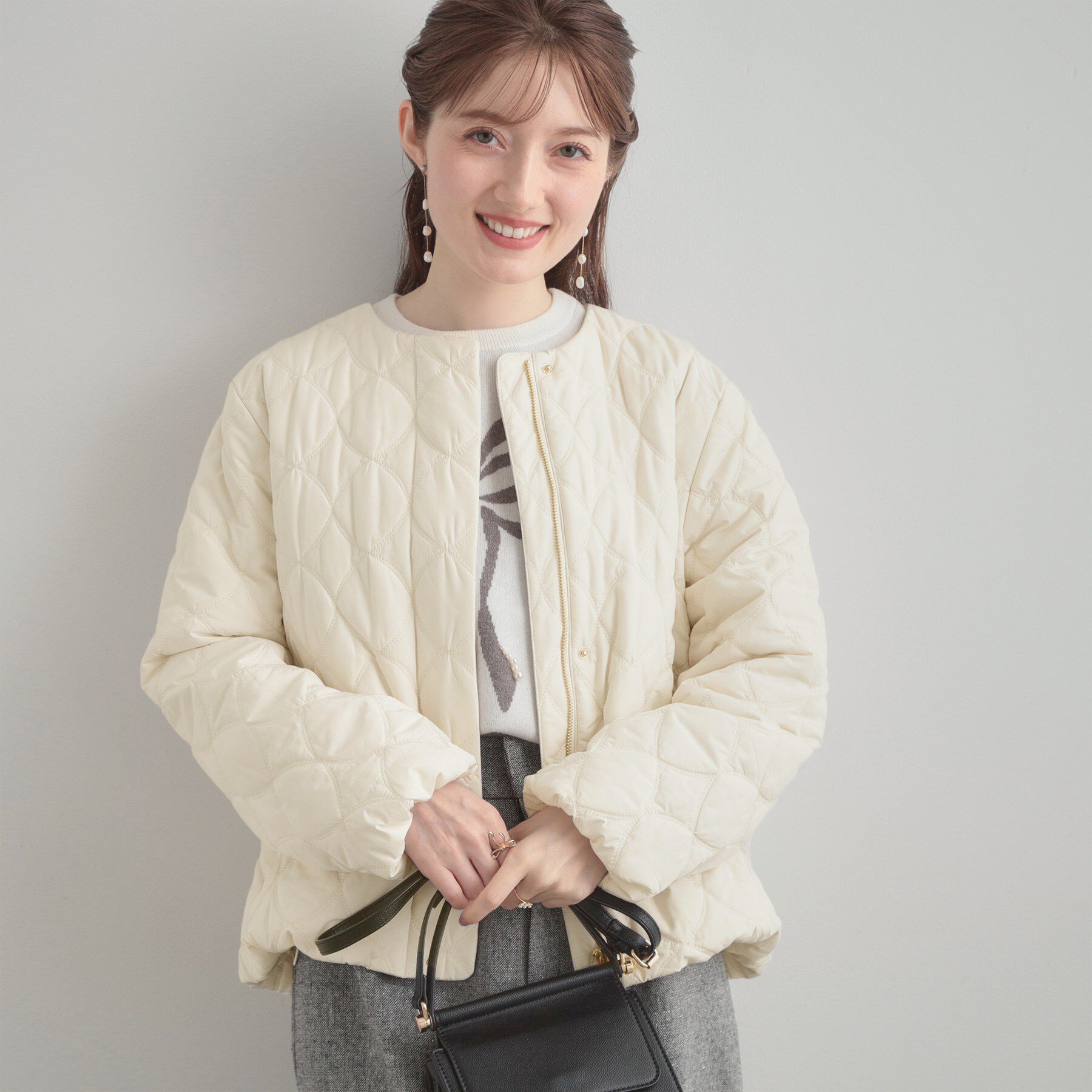 Couture broach「【撥水・大人可愛い】リボンキルティングジャケット」|ブルゾン・スタジャン|