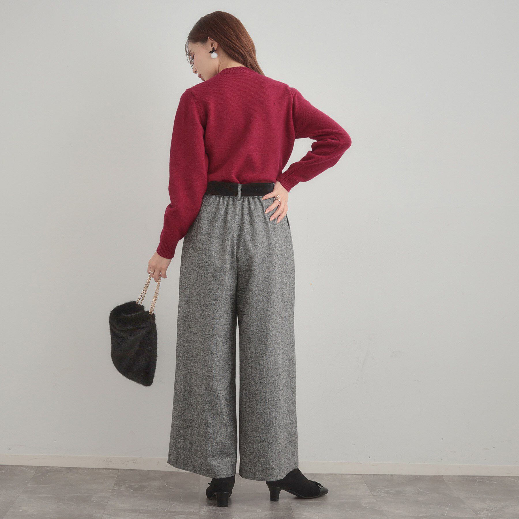 Couture broach「【きれいめ】パール調デザイン アラン柄ニット」|ニット・セーター|