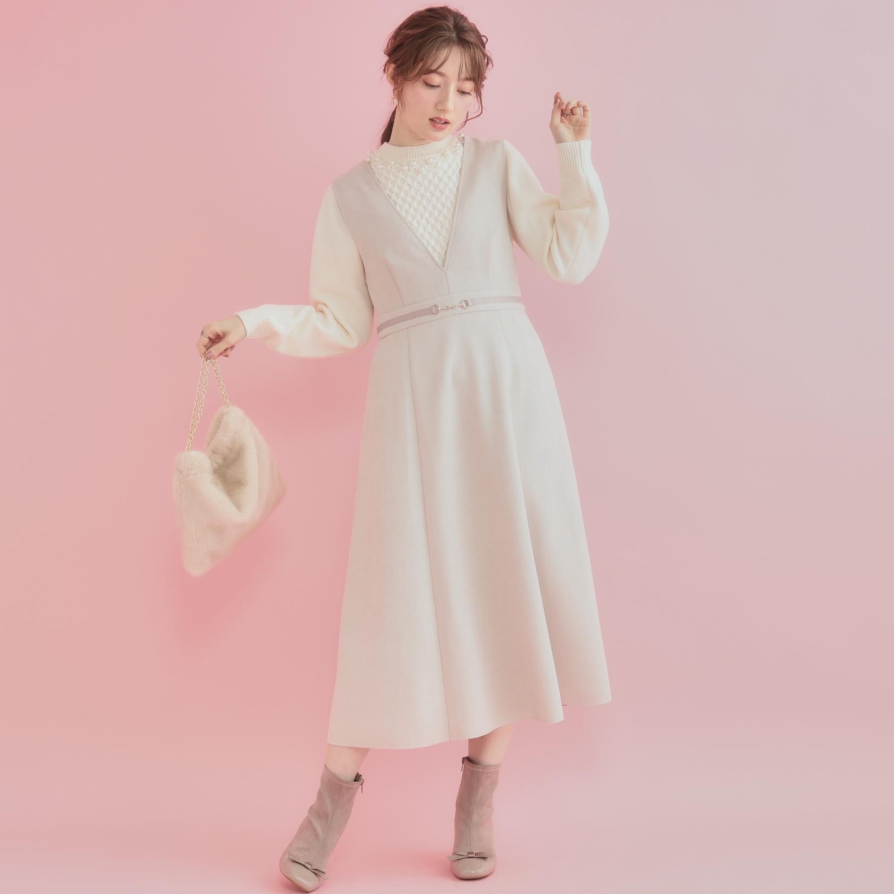 Couture broach「【きれいめ】パール調デザイン アラン柄ニット」|ニット・セーター|