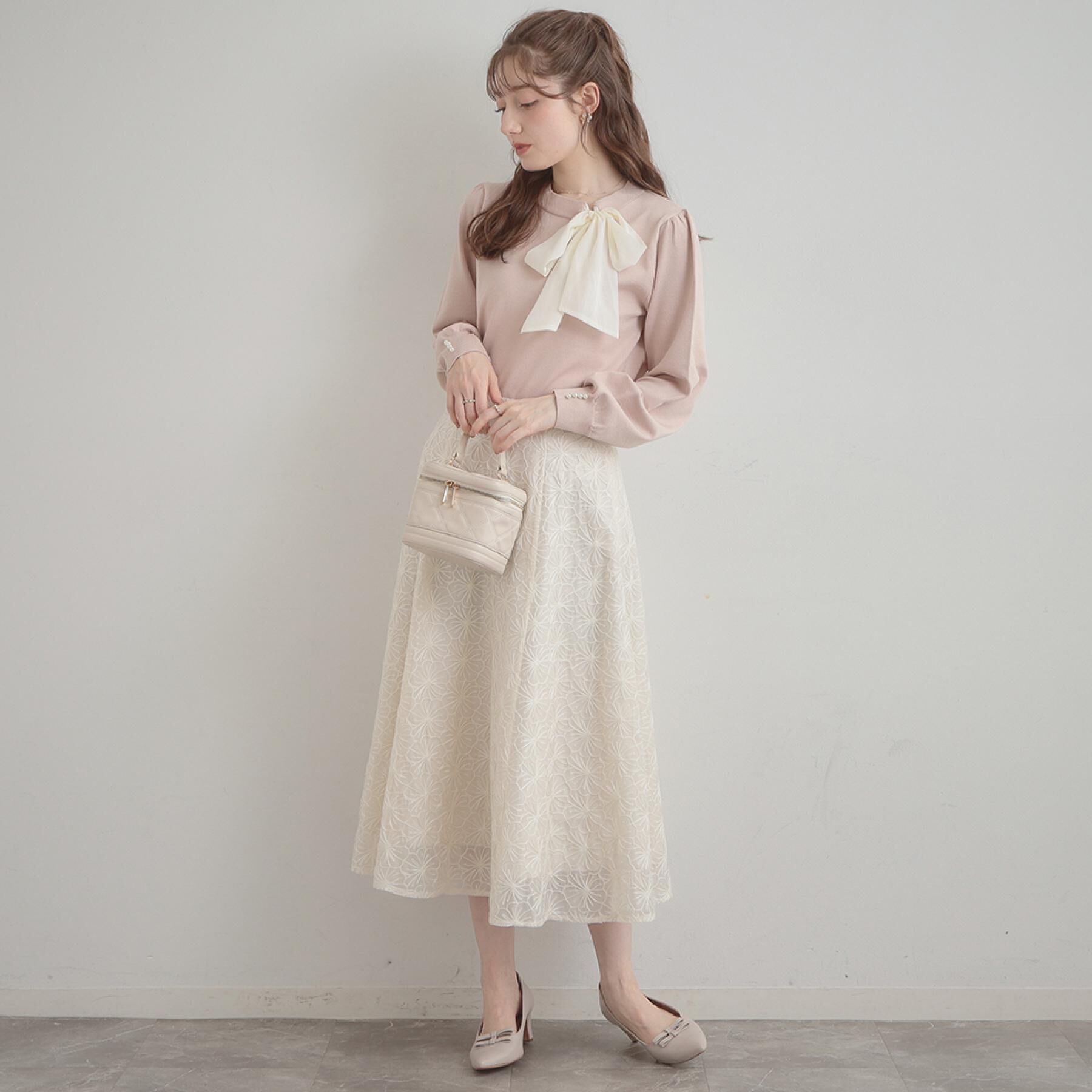 Couture broach「【洗える・着映え】オーガンジーリボンタイ ニット」|ニット・セーター|