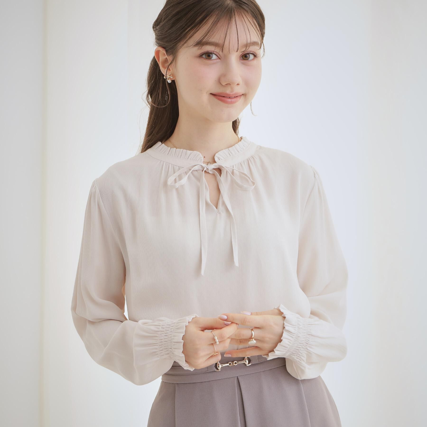 Couture broach「【前後2WAY・洗える】RTピケ リボン ブラウス」|シャツ・ブラウス|