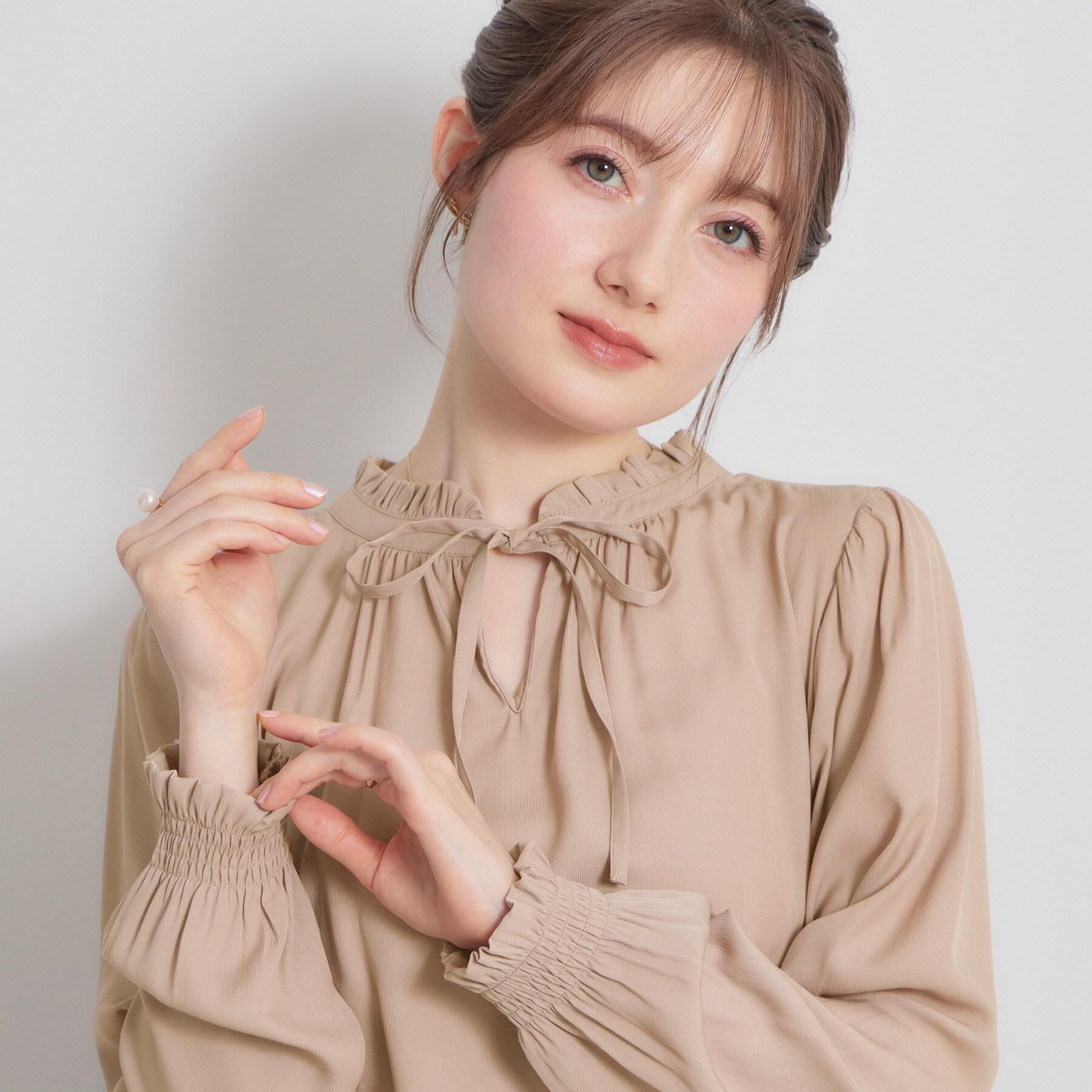 Couture broach「【前後2WAY・洗える】RTピケ リボン ブラウス」|シャツ・ブラウス|