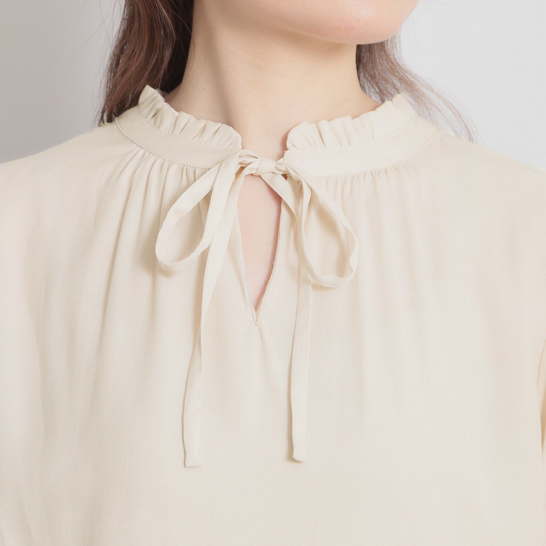 Couture broach「【前後2WAY・洗える】RTピケ リボン ブラウス」|シャツ・ブラウス|