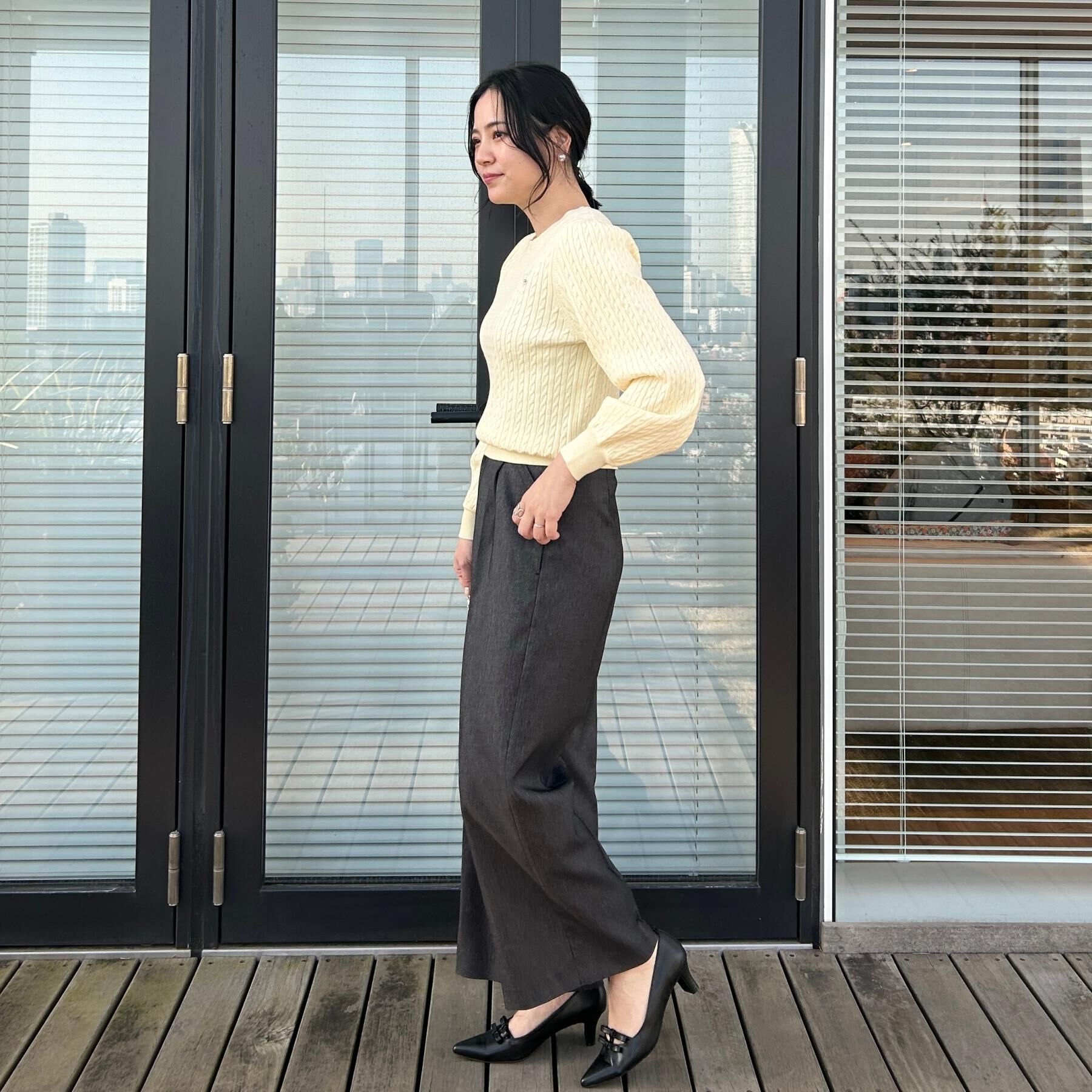 Couture broach「【洗える】リボンエンブロ細ケーブルニット」|ニット・セーター|