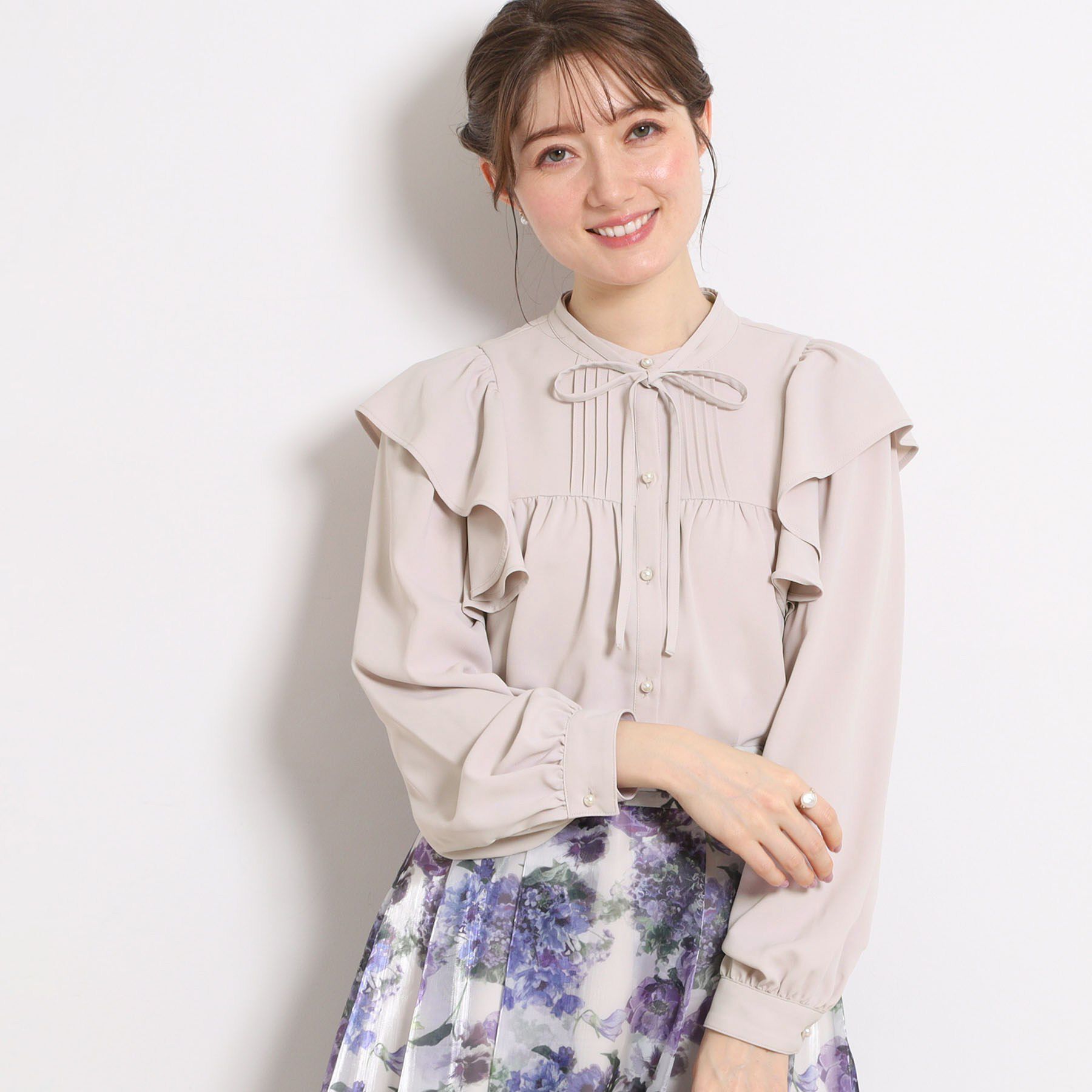 Couture broach「【洗える・リボン取り外し可】フリルジョーゼットブラウス」|シャツ・ブラウス|