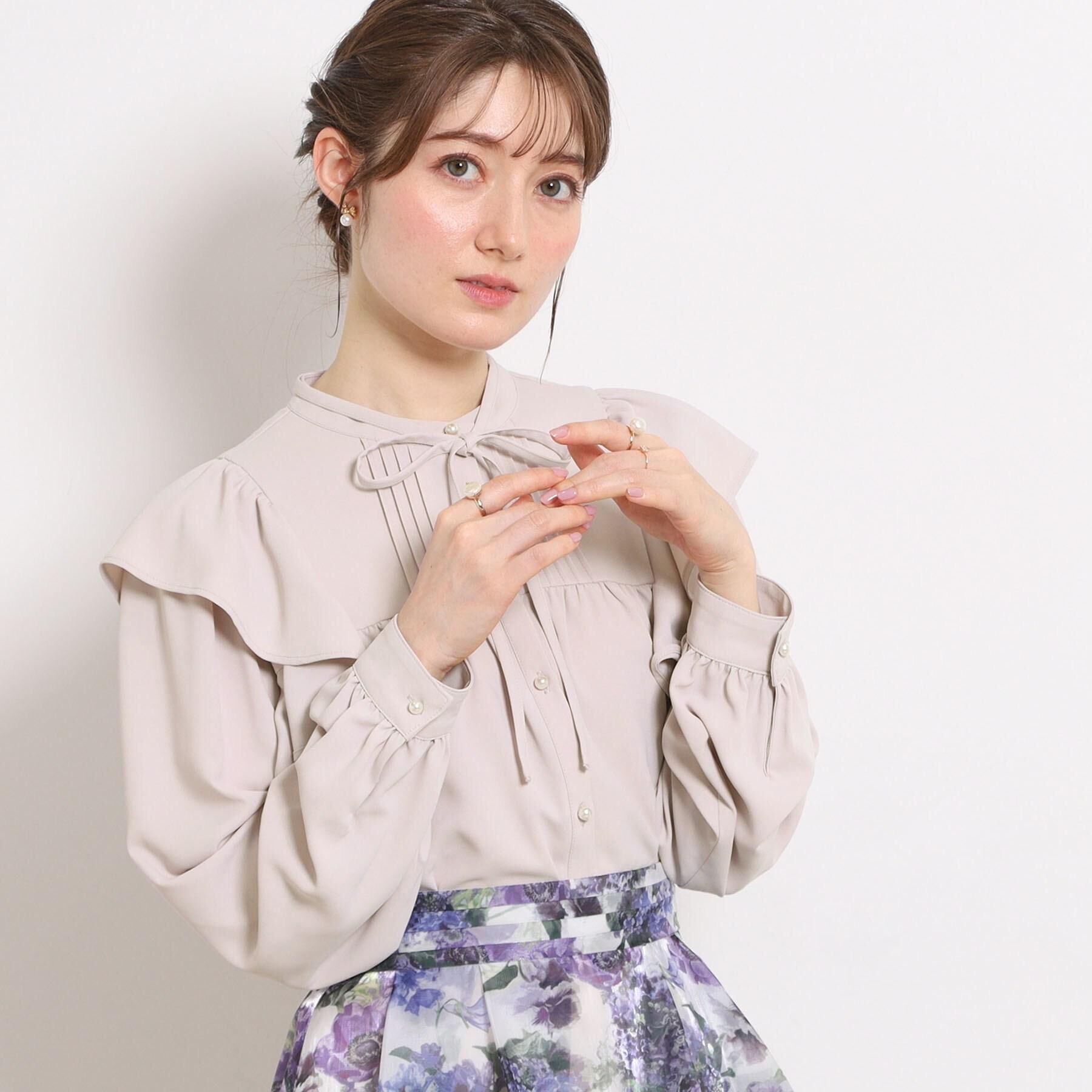 Couture broach「【洗える・リボン取り外し可】フリルジョーゼットブラウス」|シャツ・ブラウス|