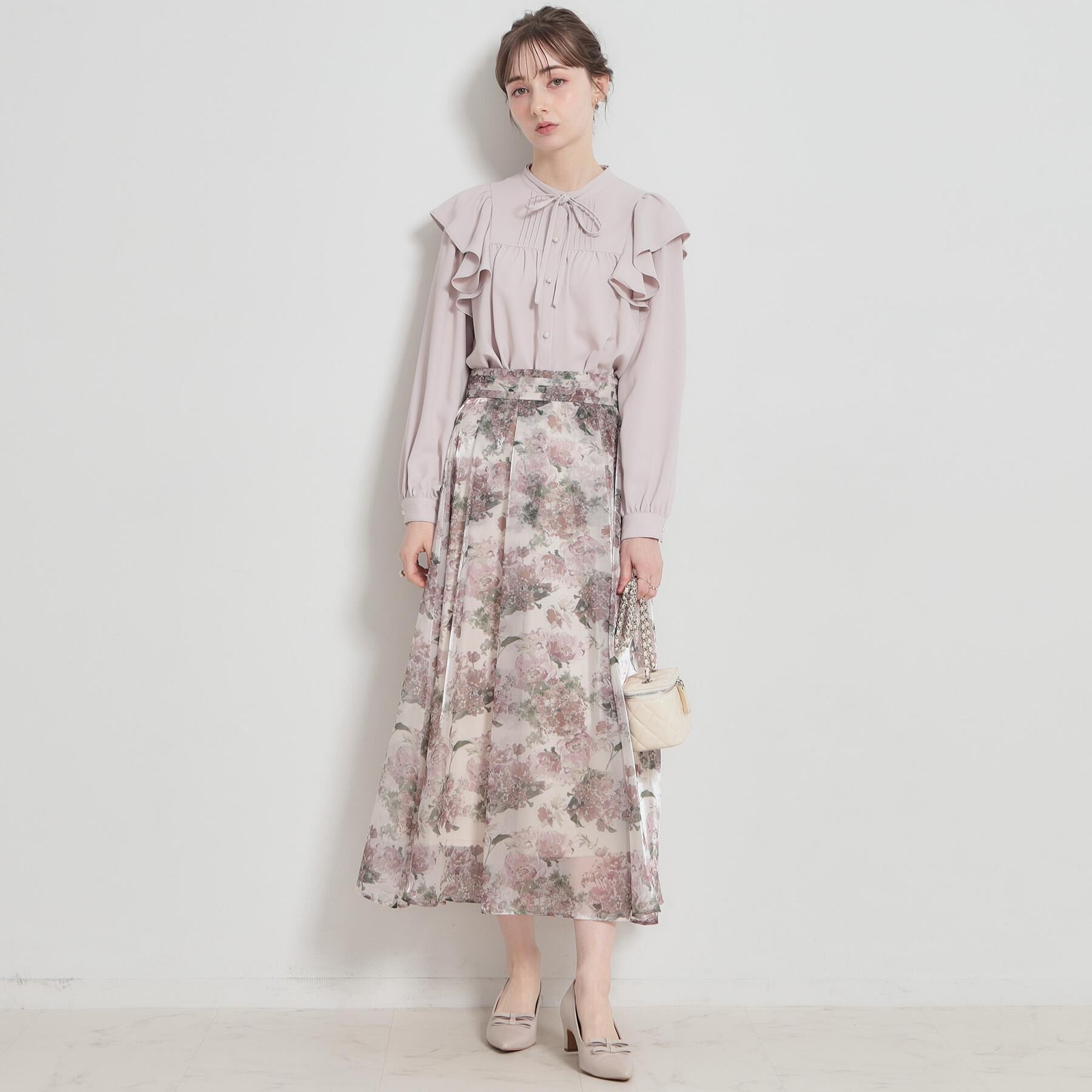 Couture broach「【洗える・リボン取り外し可】フリルジョーゼットブラウス」|シャツ・ブラウス|