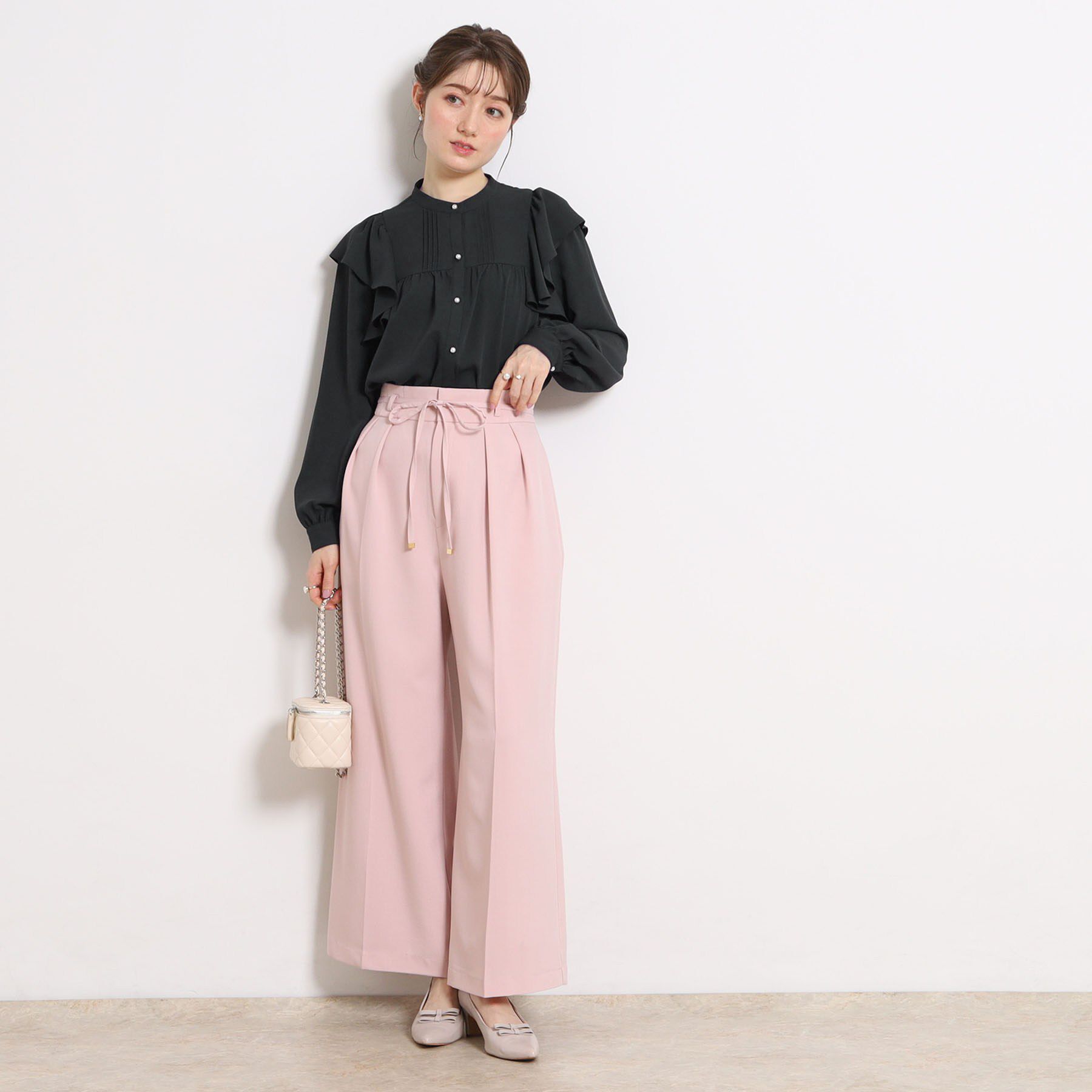 Couture broach「【洗える・リボン取り外し可】フリルジョーゼットブラウス」|シャツ・ブラウス|