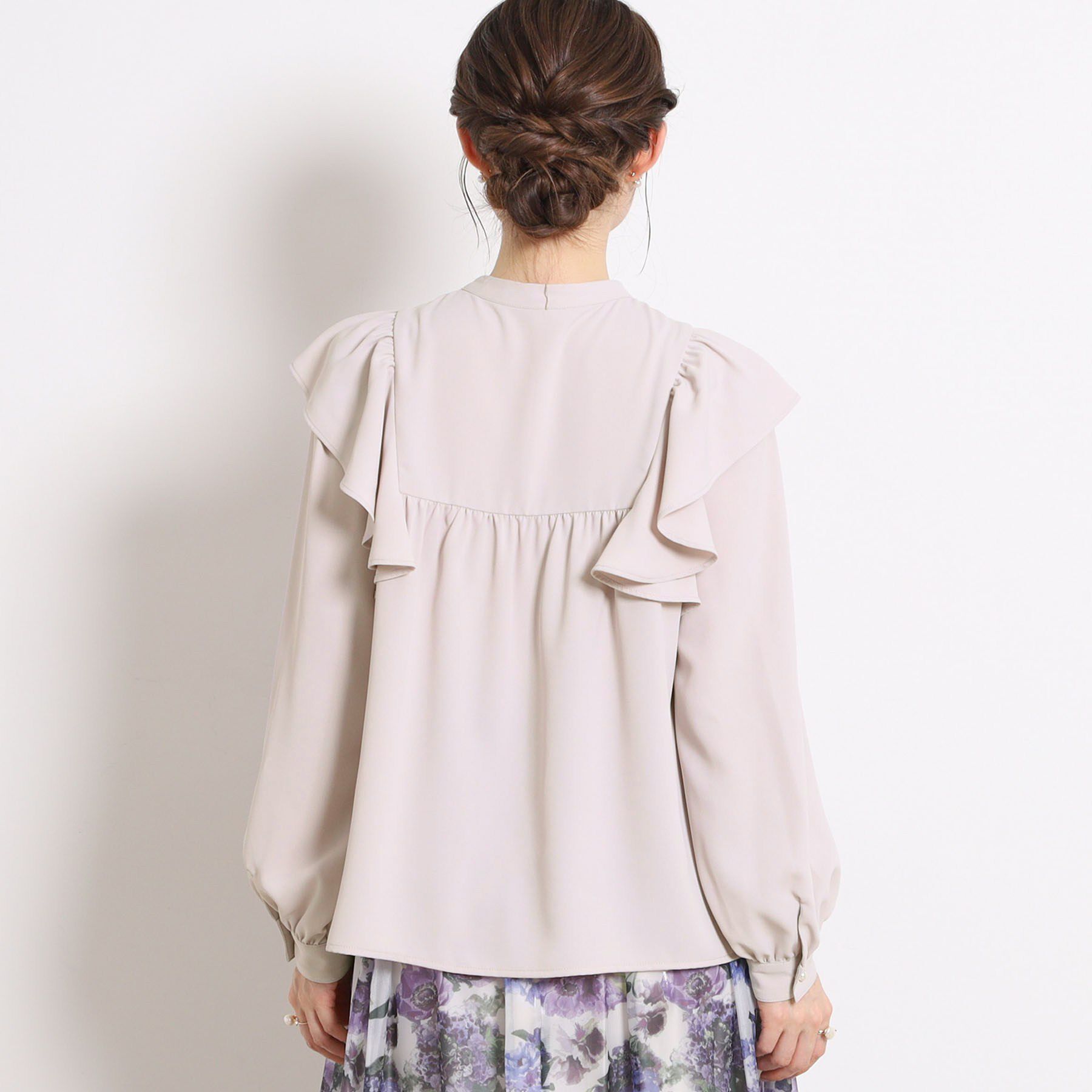 Couture broach「【洗える・リボン取り外し可】フリルジョーゼットブラウス」|シャツ・ブラウス|