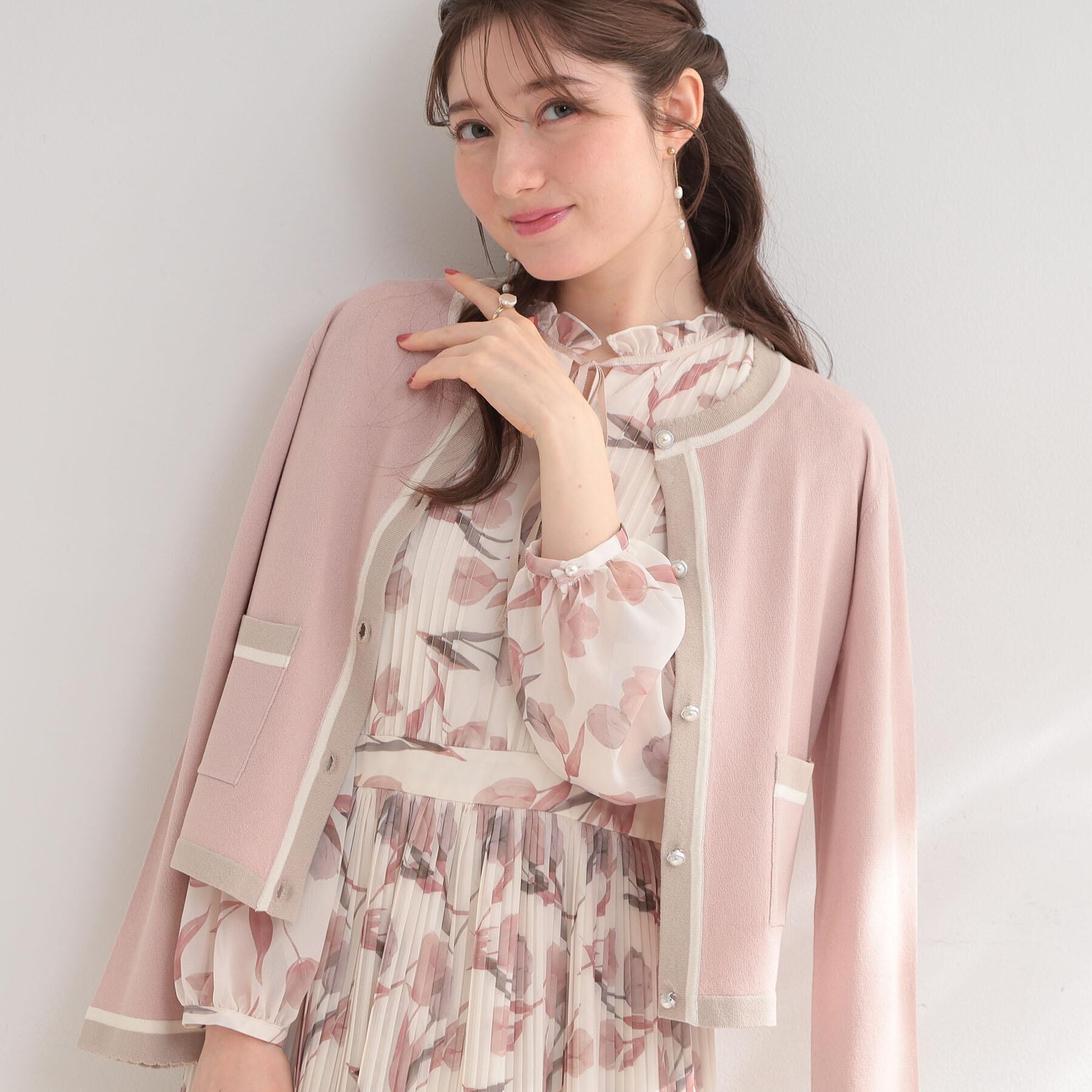 Couture broach「【洗える・着映え】SPRING配色カーディガン」|カーディガン|