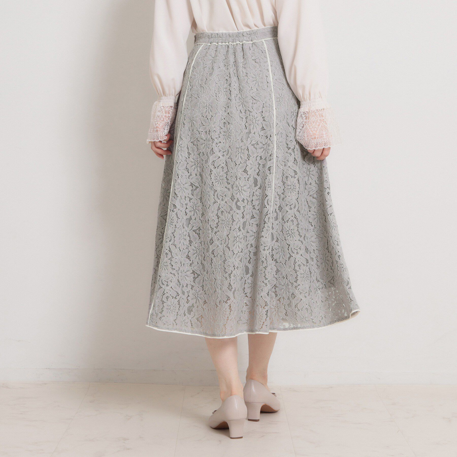 Couture broach「【洗える】コードフラワーレース スカート」|スカート|
