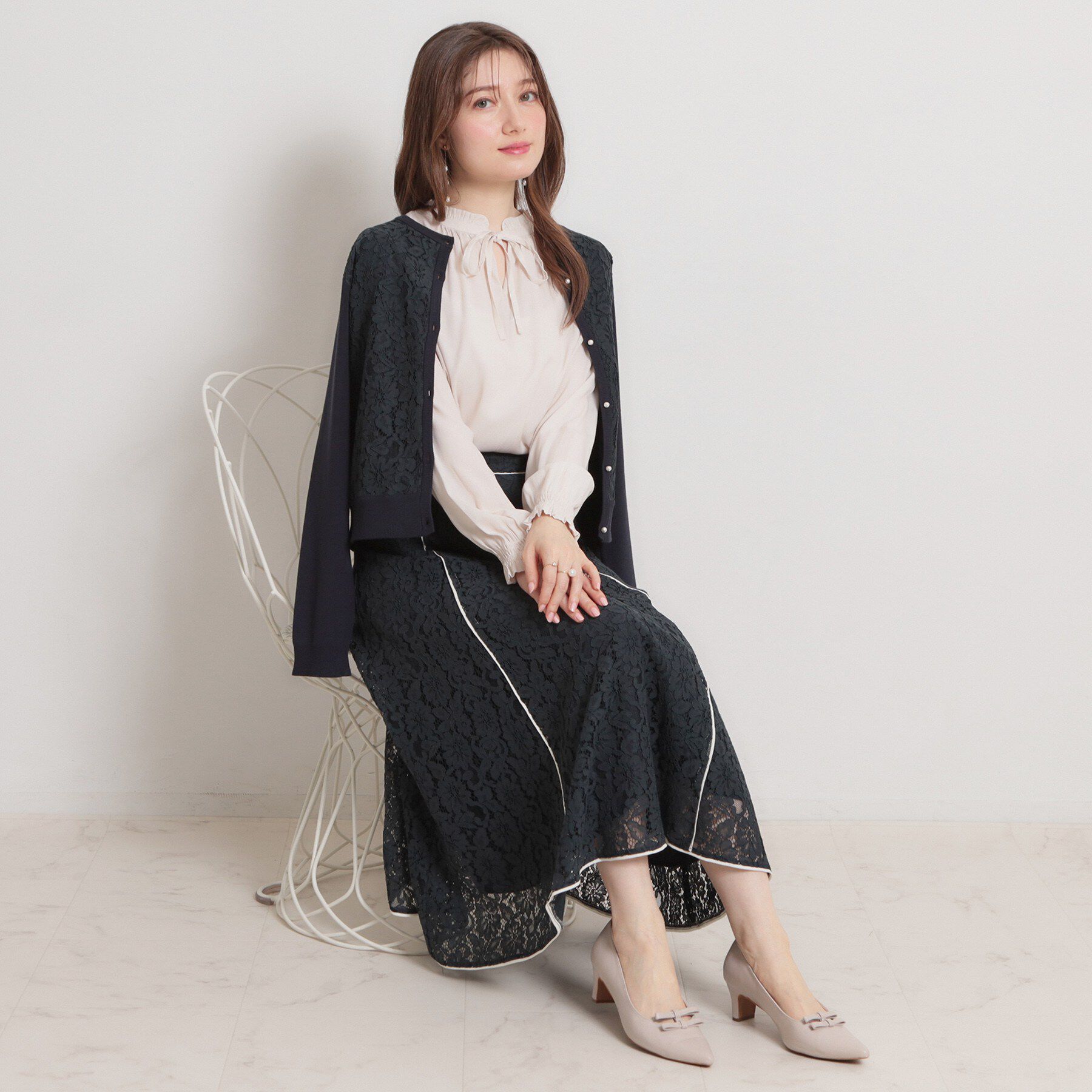 Couture broach「【洗える】コードフラワーレース スカート」|スカート|