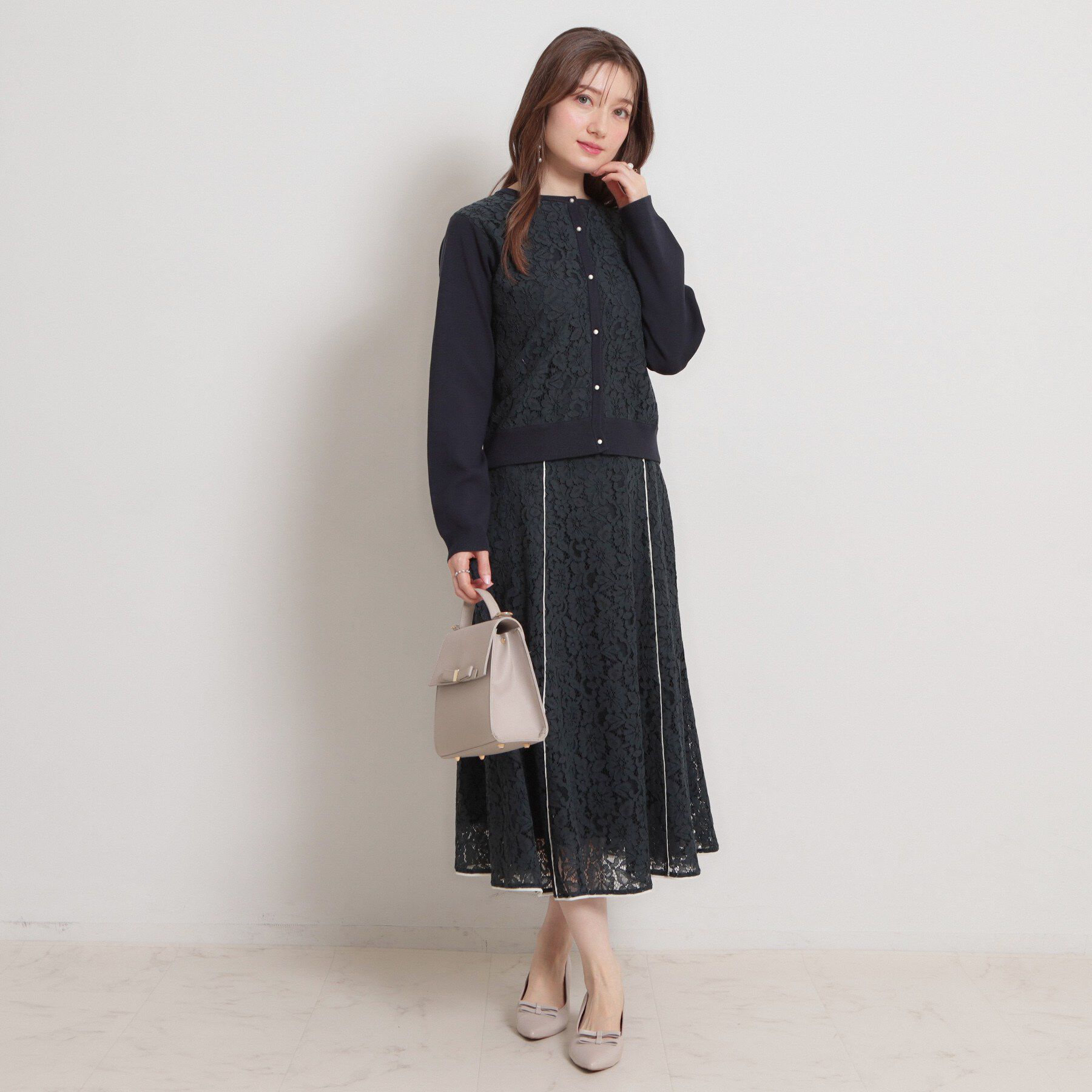 Couture broach「【洗える】コードフラワーレース スカート」|スカート|