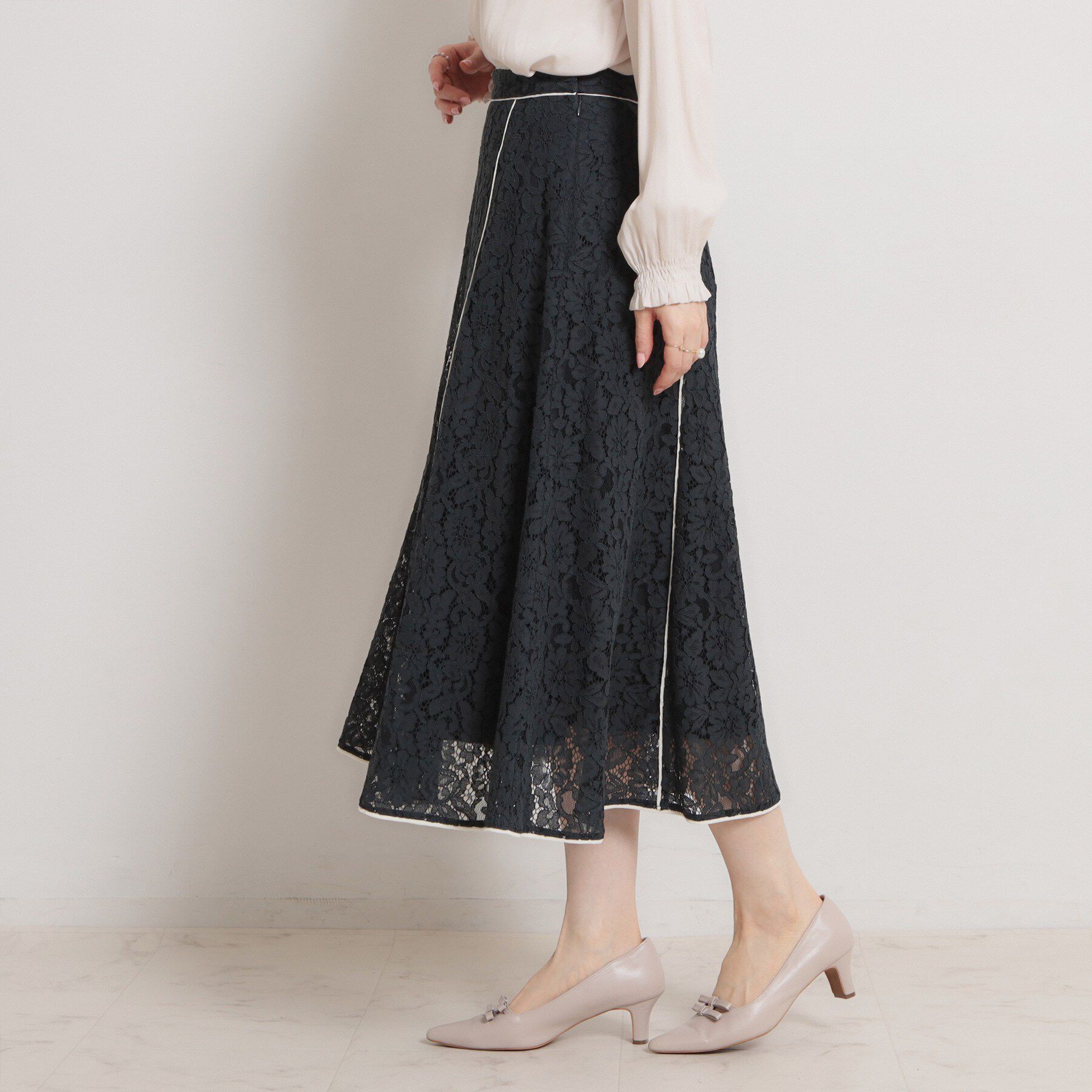 Couture broach「【洗える】コードフラワーレース スカート」|スカート|