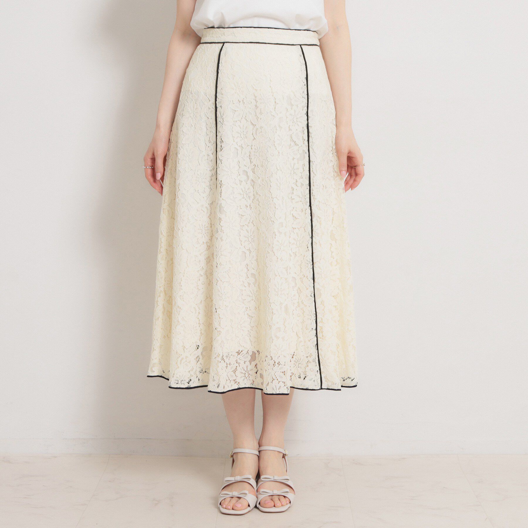 Couture broach「【洗える】コードフラワーレース スカート」|スカート|