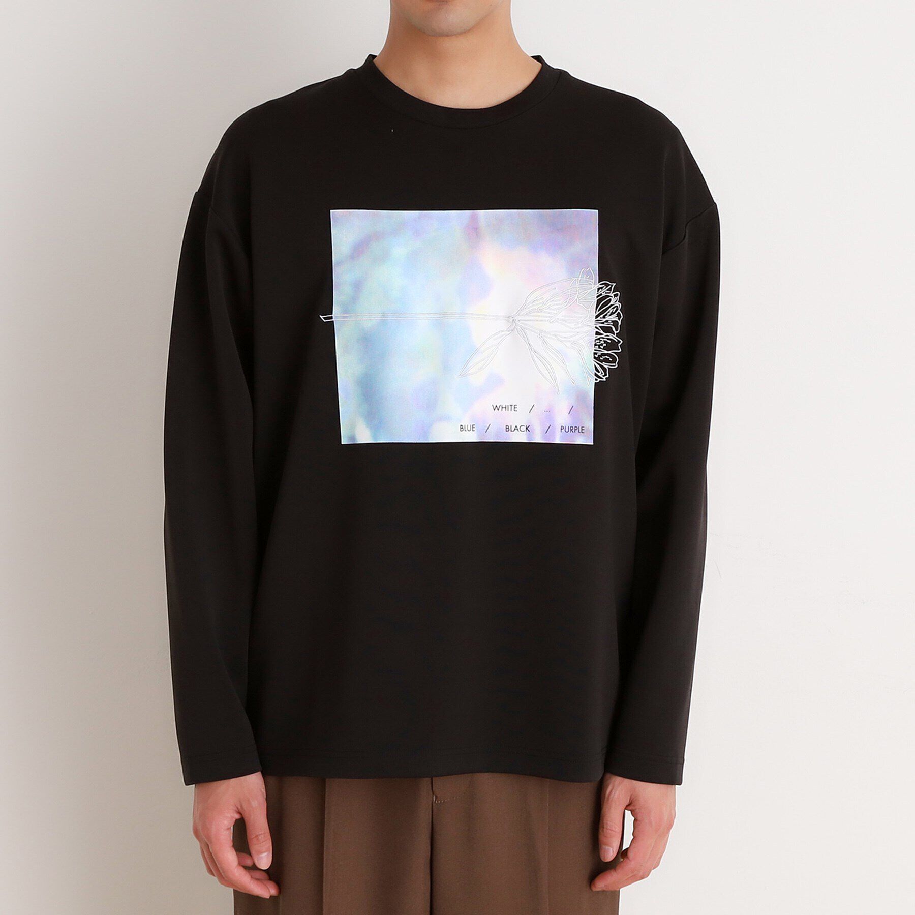 THE SHOP TK「フラワー刺繍＋グラフィックロングTシャツ」|Tシャツ・カットソー|