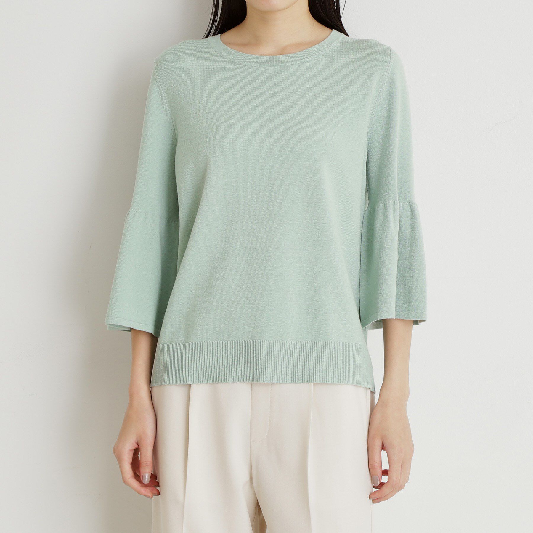 THE SHOP TK「【接触冷感/体型カバー】7分袖フレアニット/洗濯機OK/ＵＶケア」|ニット・セーター|