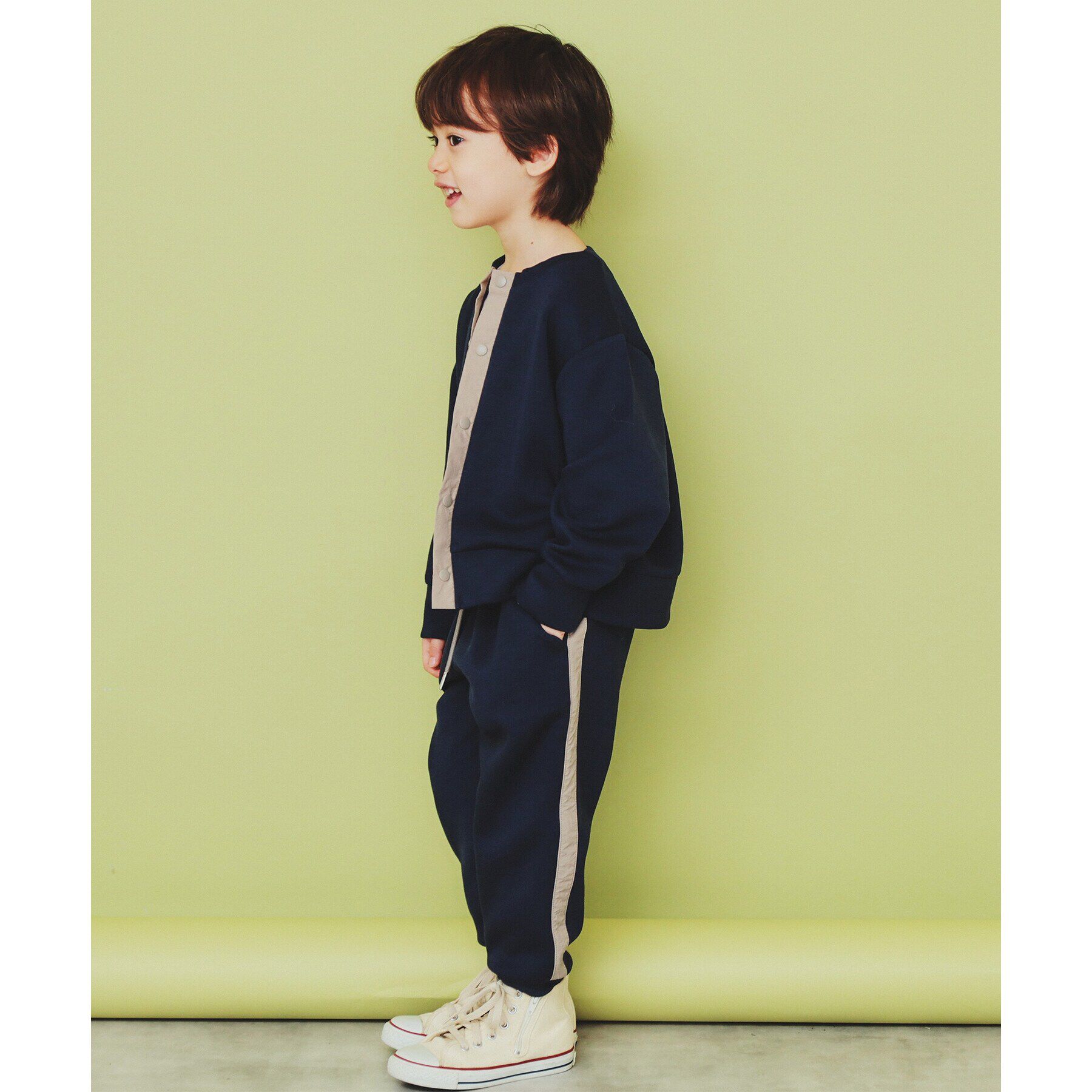 THE SHOP TK「【110-160】ダンボールスナップカーディガン/セットアップ可・洗濯機OK」|カーディガン|