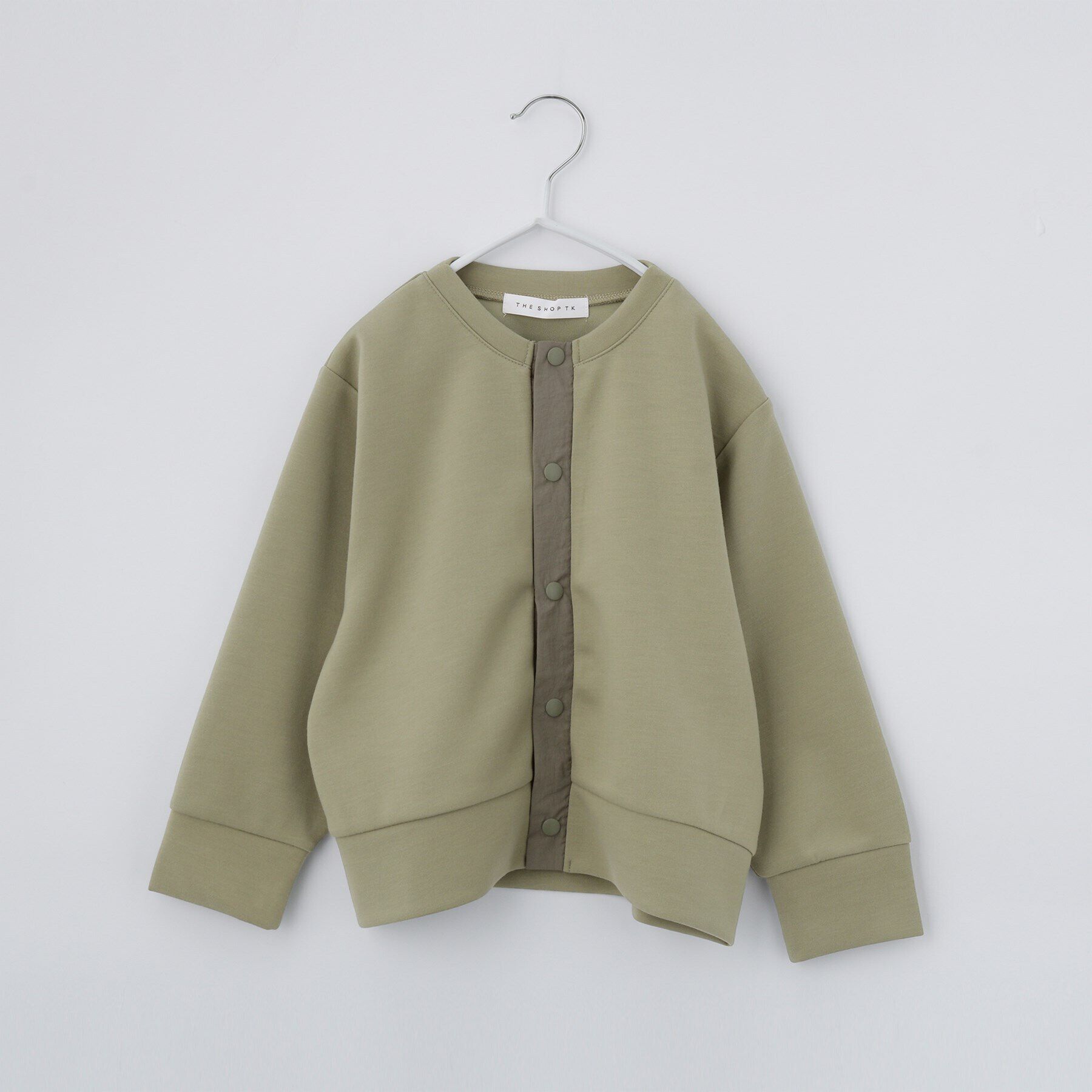 THE SHOP TK「【110-160】ダンボールスナップカーディガン/セットアップ可・洗濯機OK」|カーディガン|オリーブグリーン(0