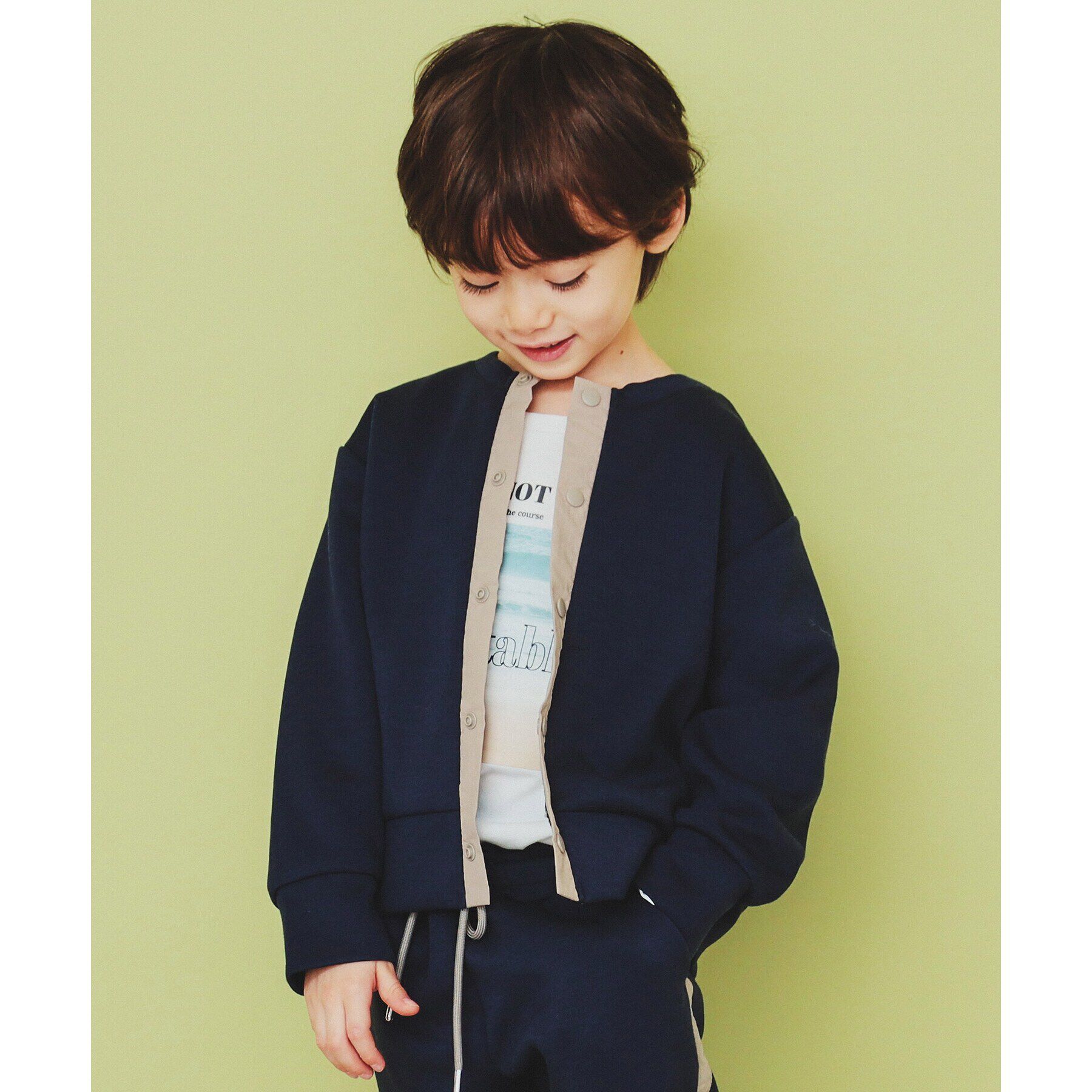 THE SHOP TK「【110-160】ダンボールスナップカーディガン/セットアップ可・洗濯機OK」|カーディガン|ネイビー(094)