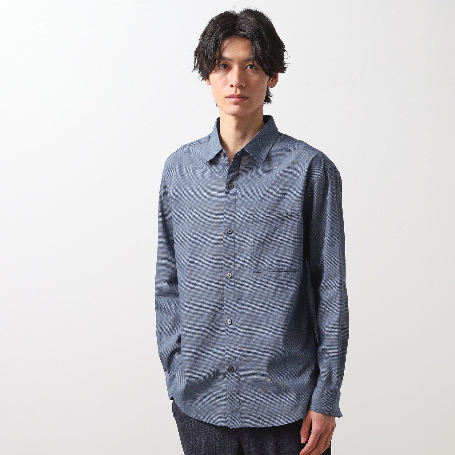 THE SHOP TK「綿麻ポリCOOLMAX（R）長袖シャツ」|シャツ・ブラウス|