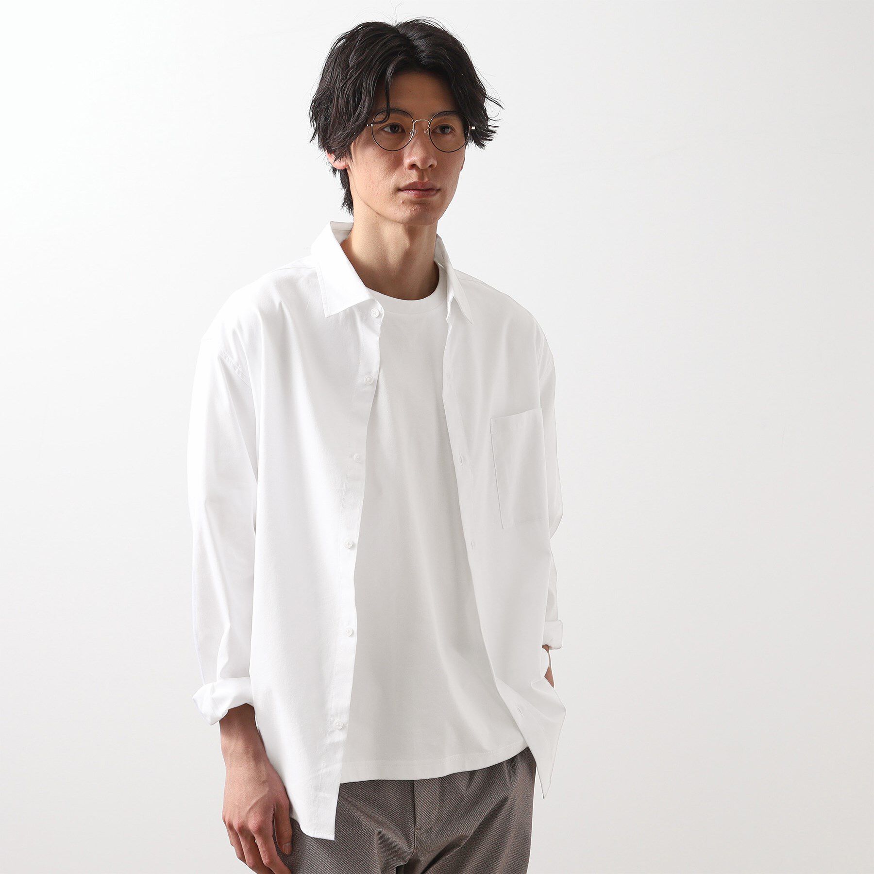 THE SHOP TK「綿麻ポリCOOLMAX（R）長袖シャツ」|シャツ・ブラウス|