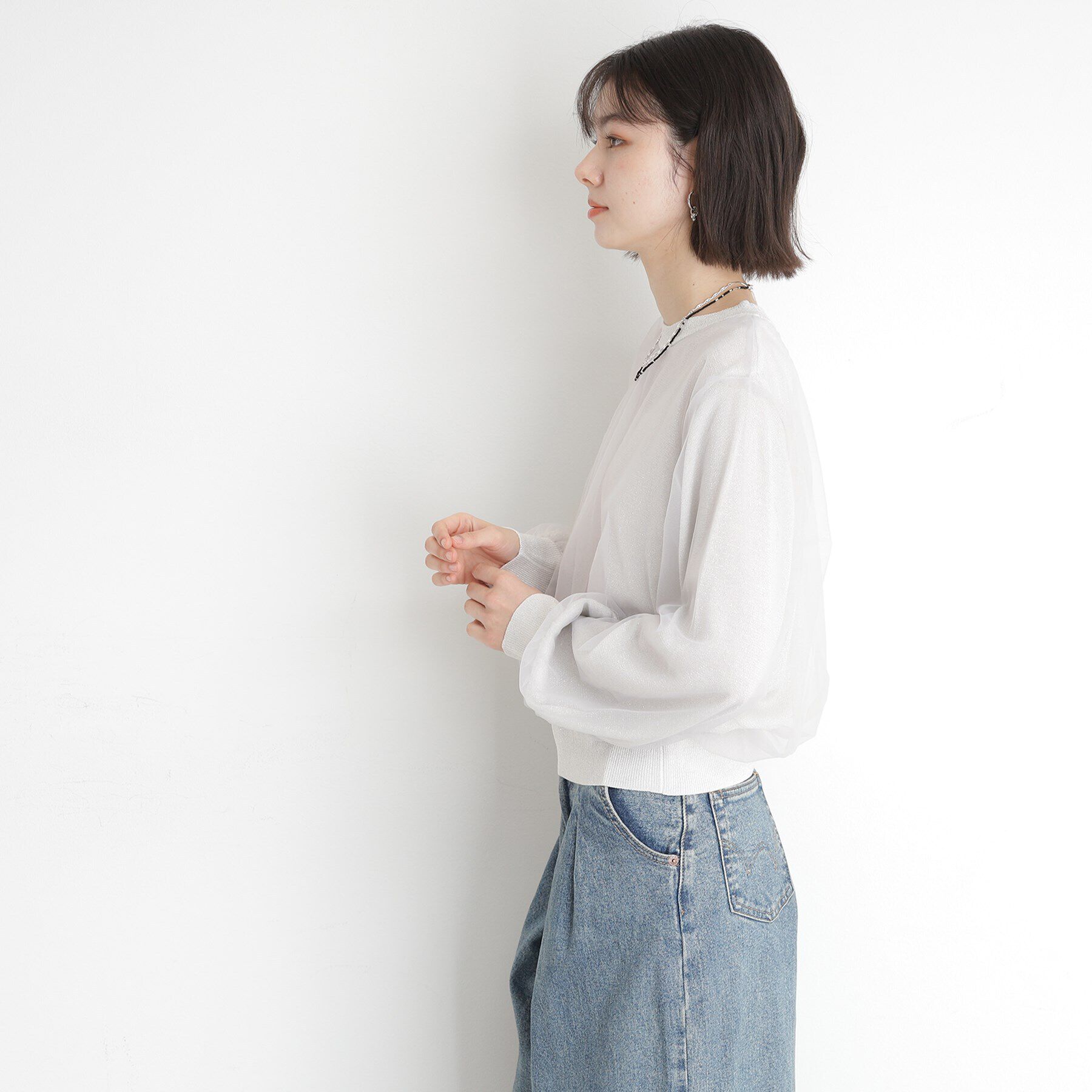 THE SHOP TK「チュール&times;ラメニット【洗える】」|ニット・セーター|