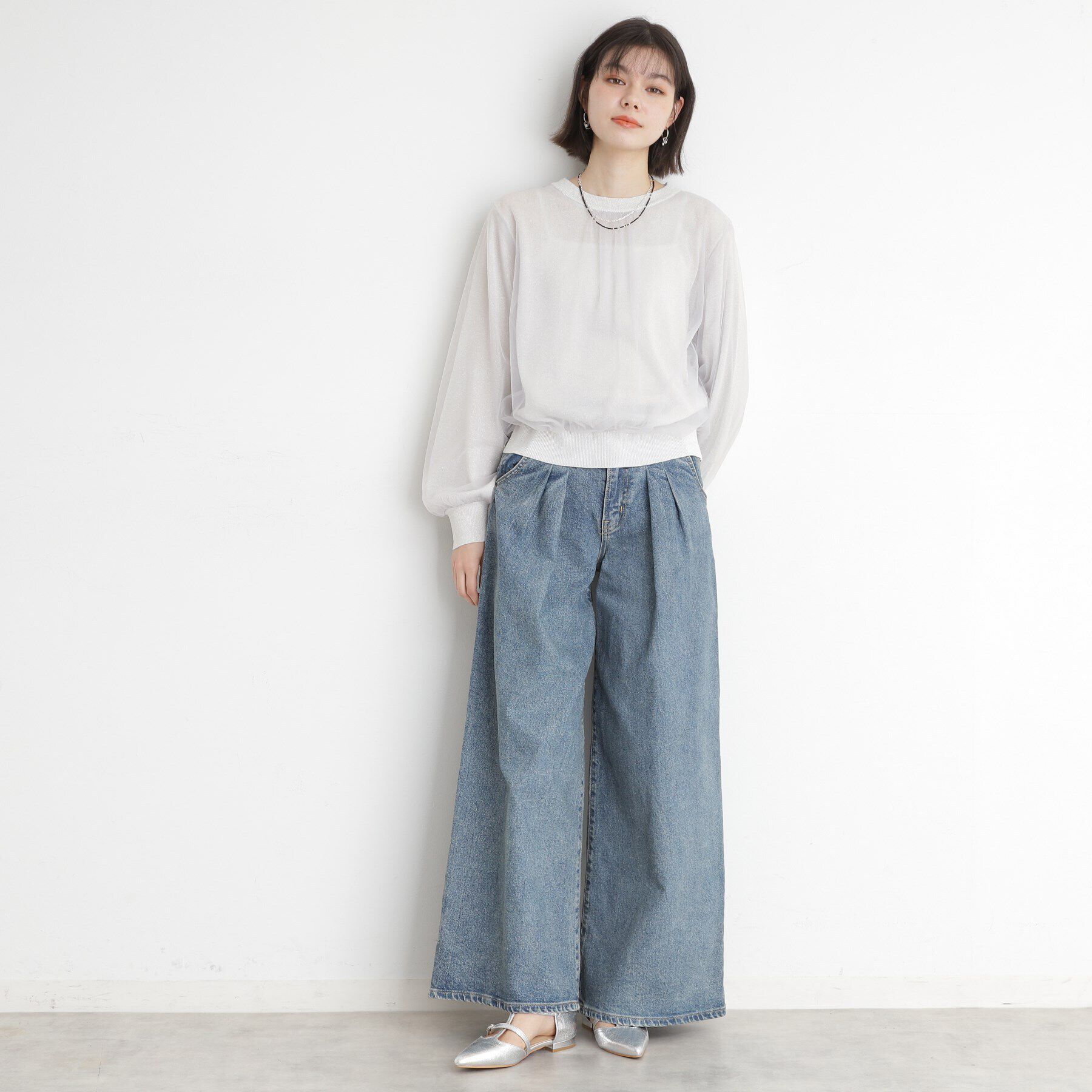 THE SHOP TK「チュール&times;ラメニット【洗える】」|ニット・セーター|