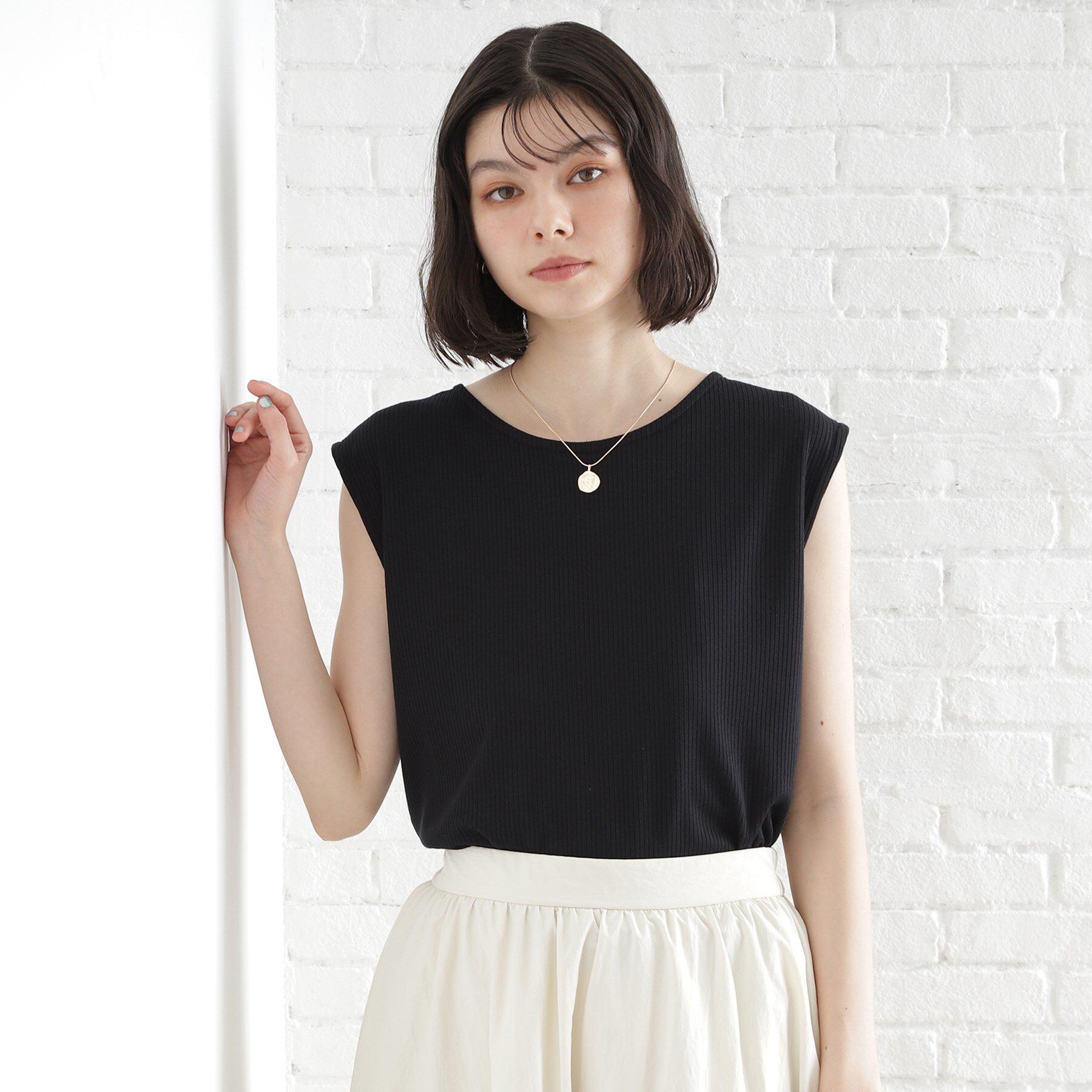 THE SHOP TK「前後2WAYワイドリブタンク【洗濯機OK】」|キャミソール|ブラック(019)