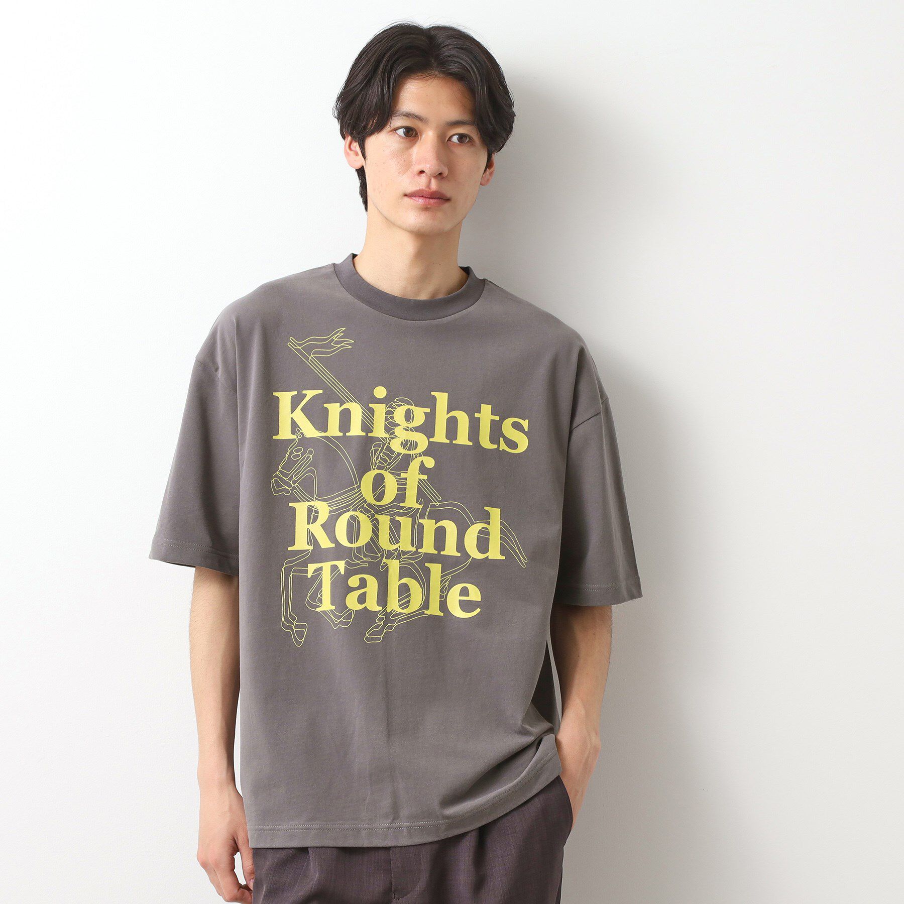 THE SHOP TK「スウェード半袖ロゴTシャツ　洗濯機OK」|Tシャツ・カットソー|チャコールグレー(0