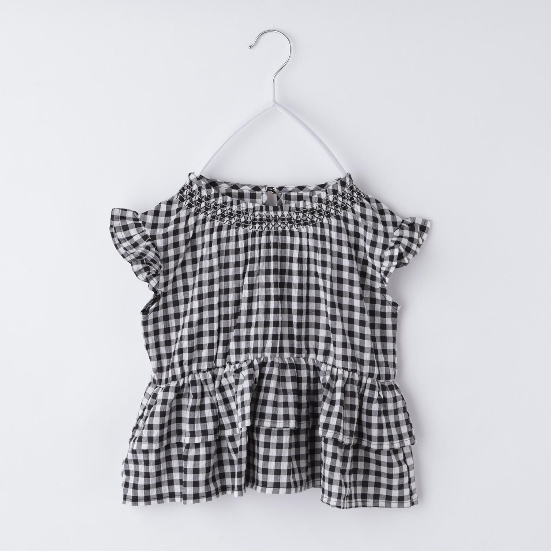 THE SHOP TK「【110-150】ギンガムチェックティアードブラウス/セットアップ可・洗濯機OK」|シャツ・ブラウス|