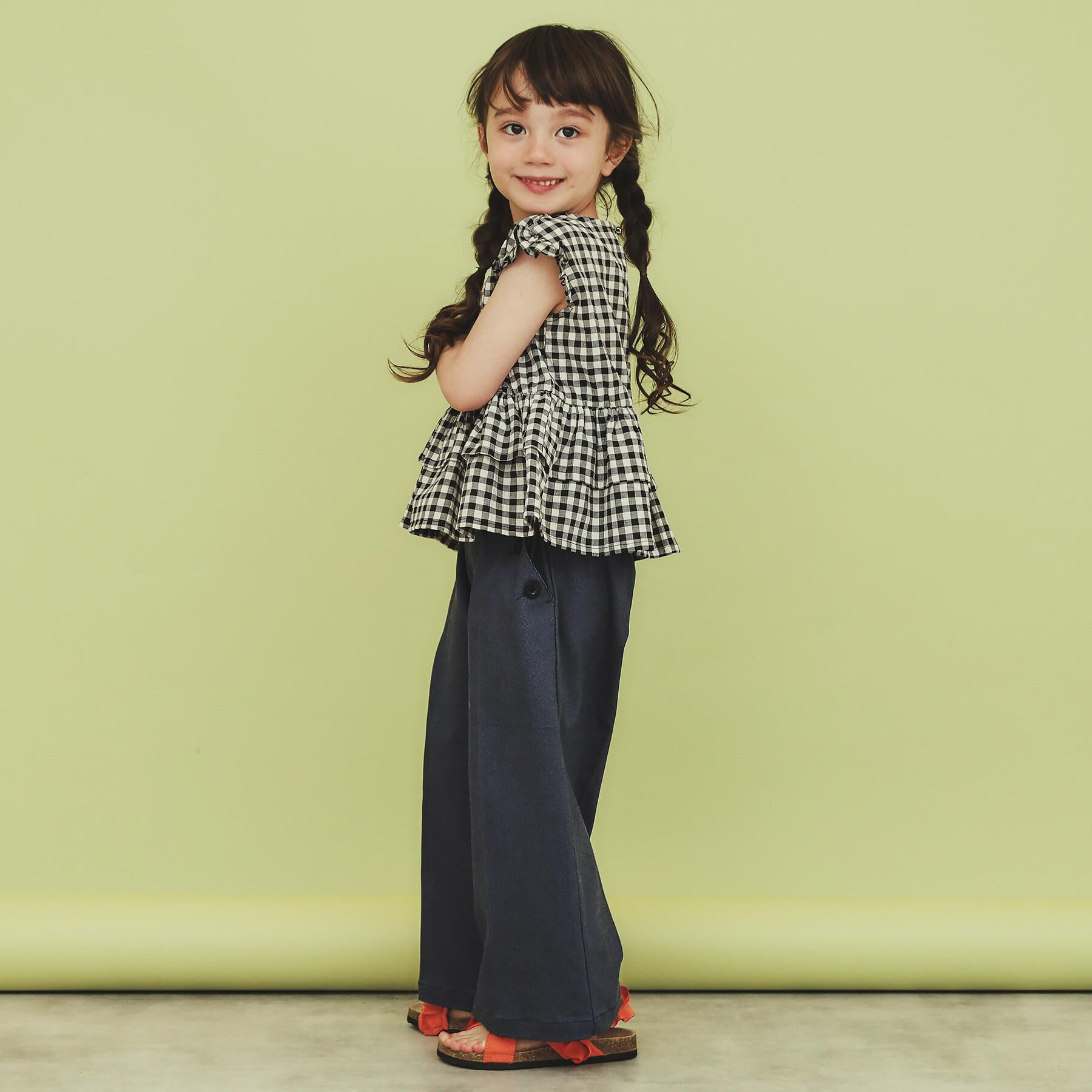 THE SHOP TK「【110-150】ギンガムチェックティアードブラウス/セットアップ可・洗濯機OK」|シャツ・ブラウス|